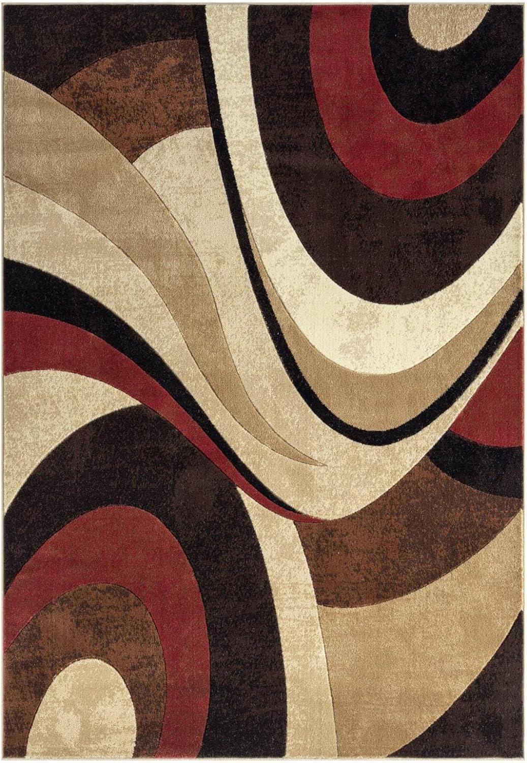 Home Dynamix Slade Contemporary Abstract Area Rug, Brown/Red, 3'11"x5'2"