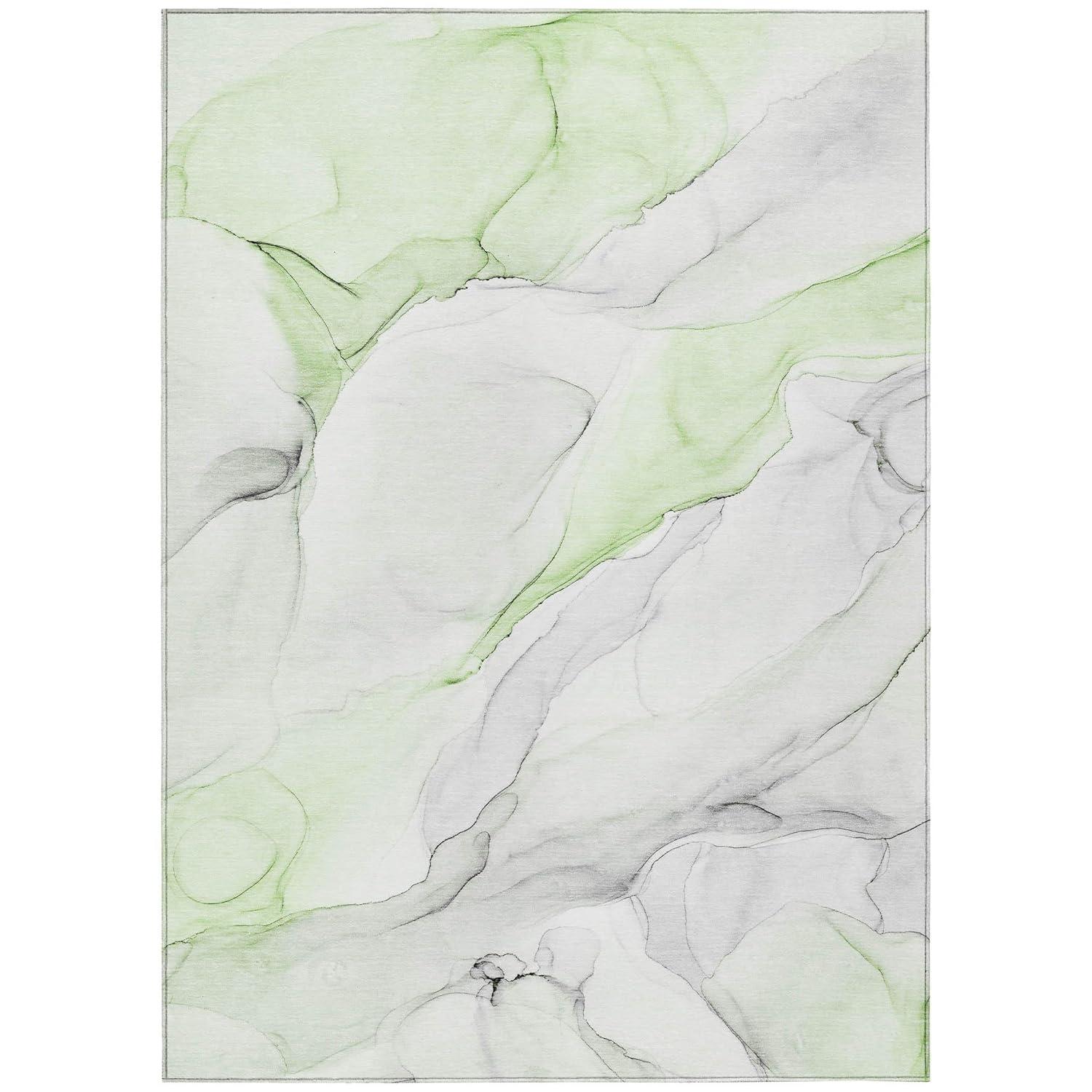 Green and Gray Watercolor 8' x 10' Synthetic Area Rug