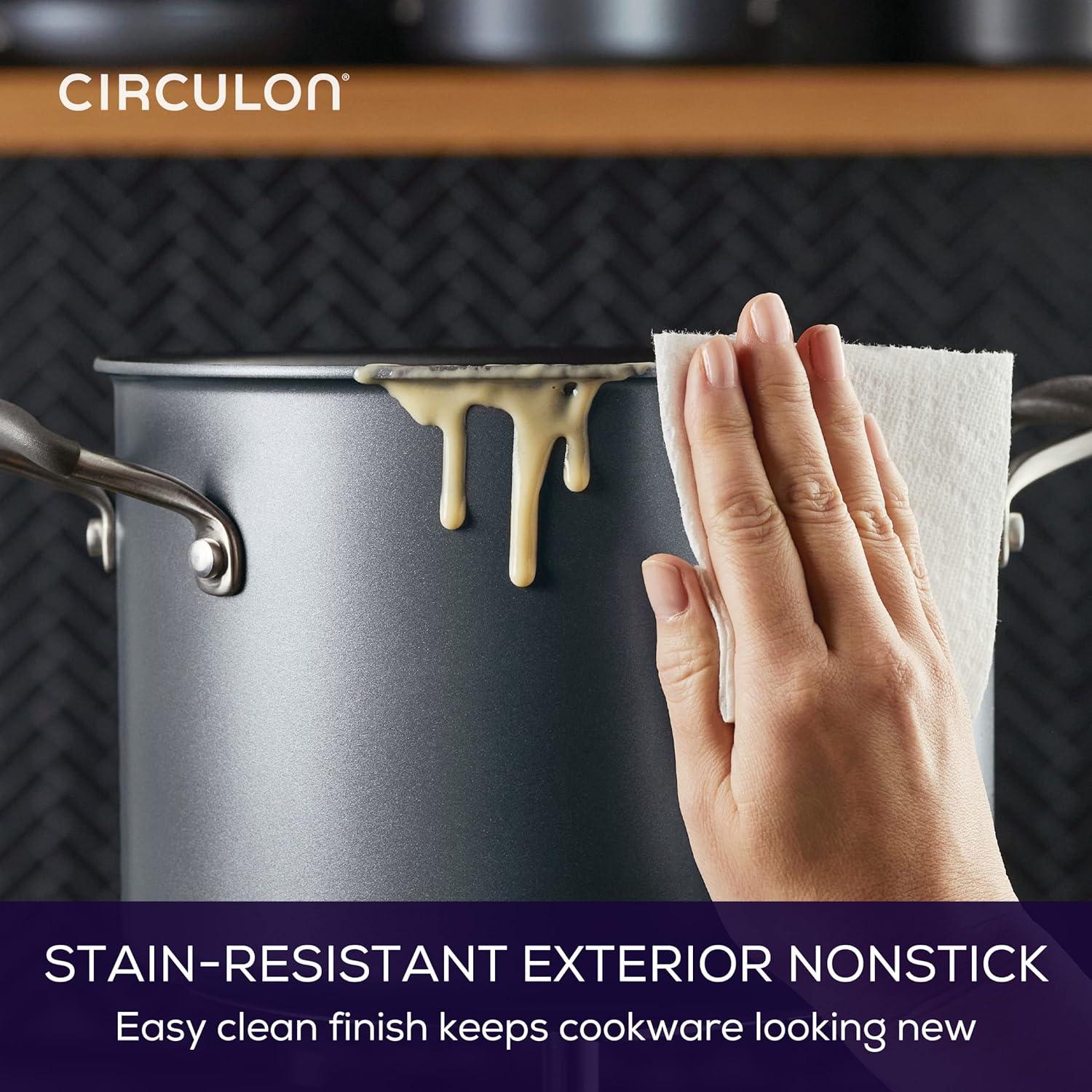 Circulon ScratchDefense with ScratchDefense Nonstick Induction Stockpot with Lid, 8 Quart, Graphite