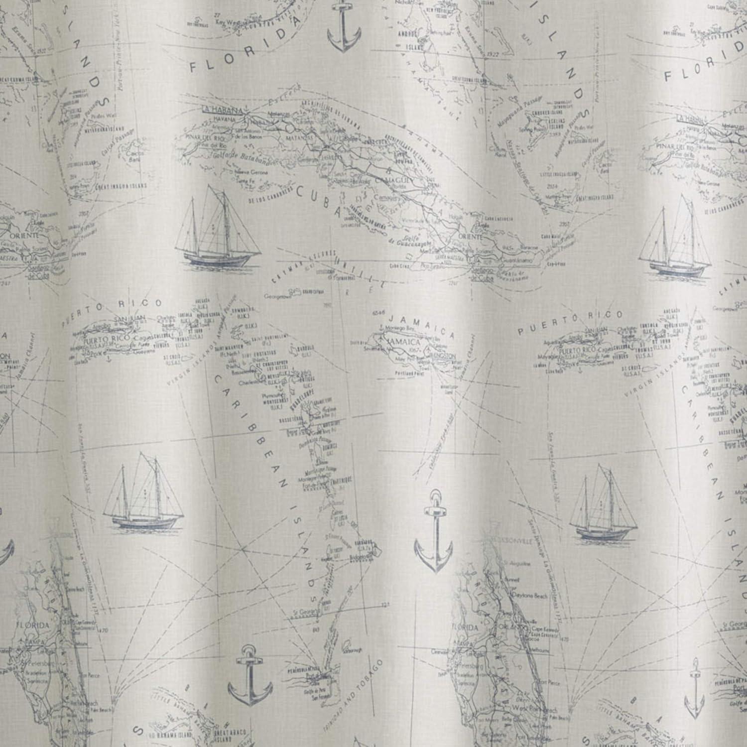 Caribbean Sea 100% Cotton Single Shower Curtain