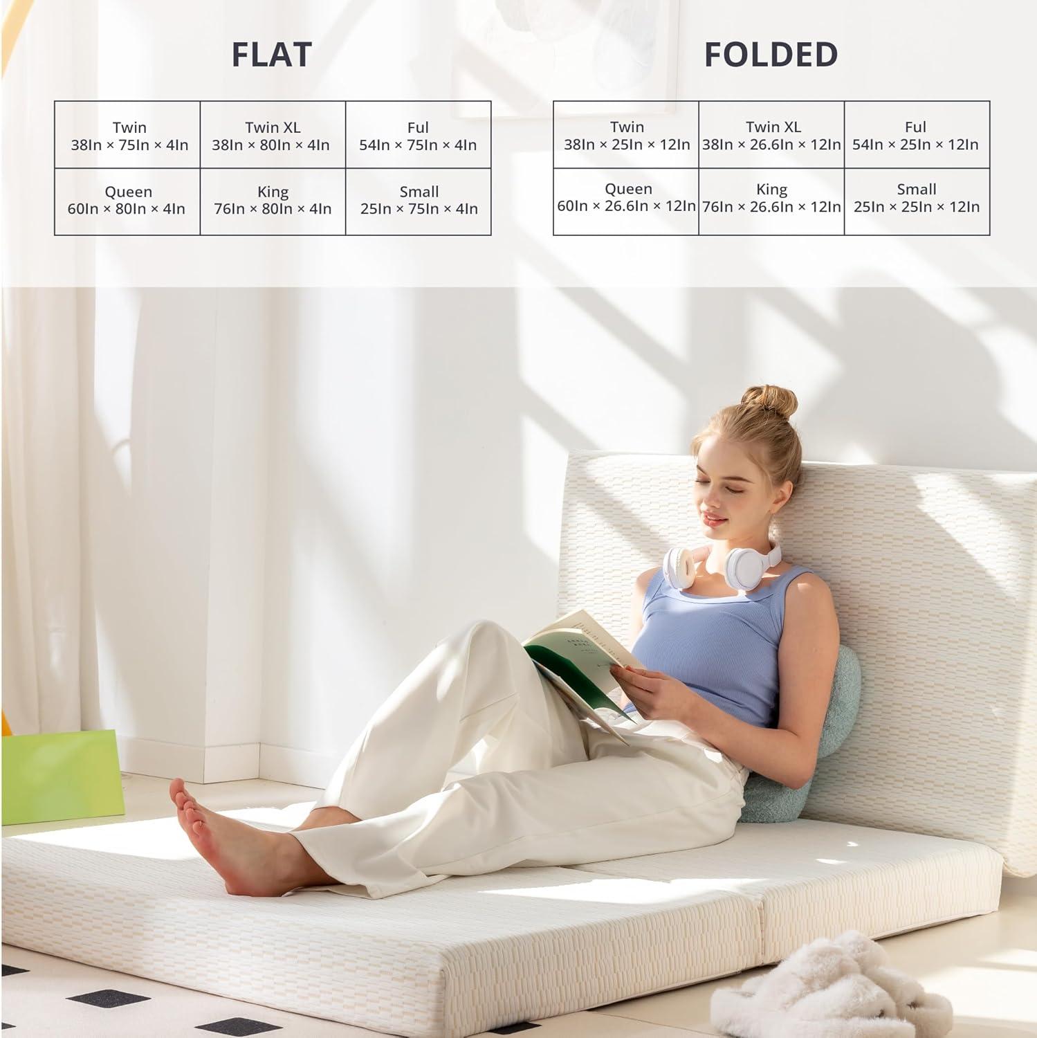 Twin Size White Jacquard Memory Foam Folding Mattress