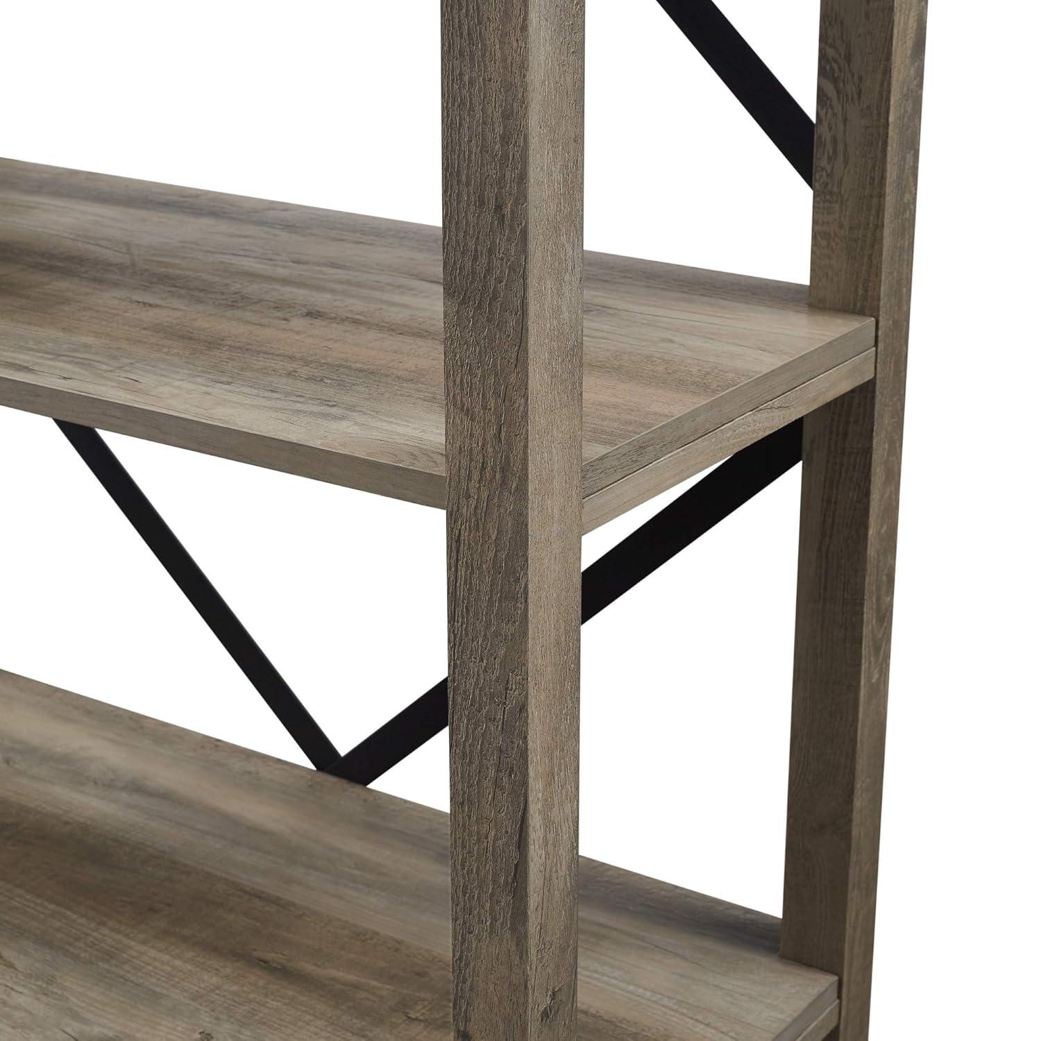 64" Farmhouse Metal X Bookcase - Gray Wash