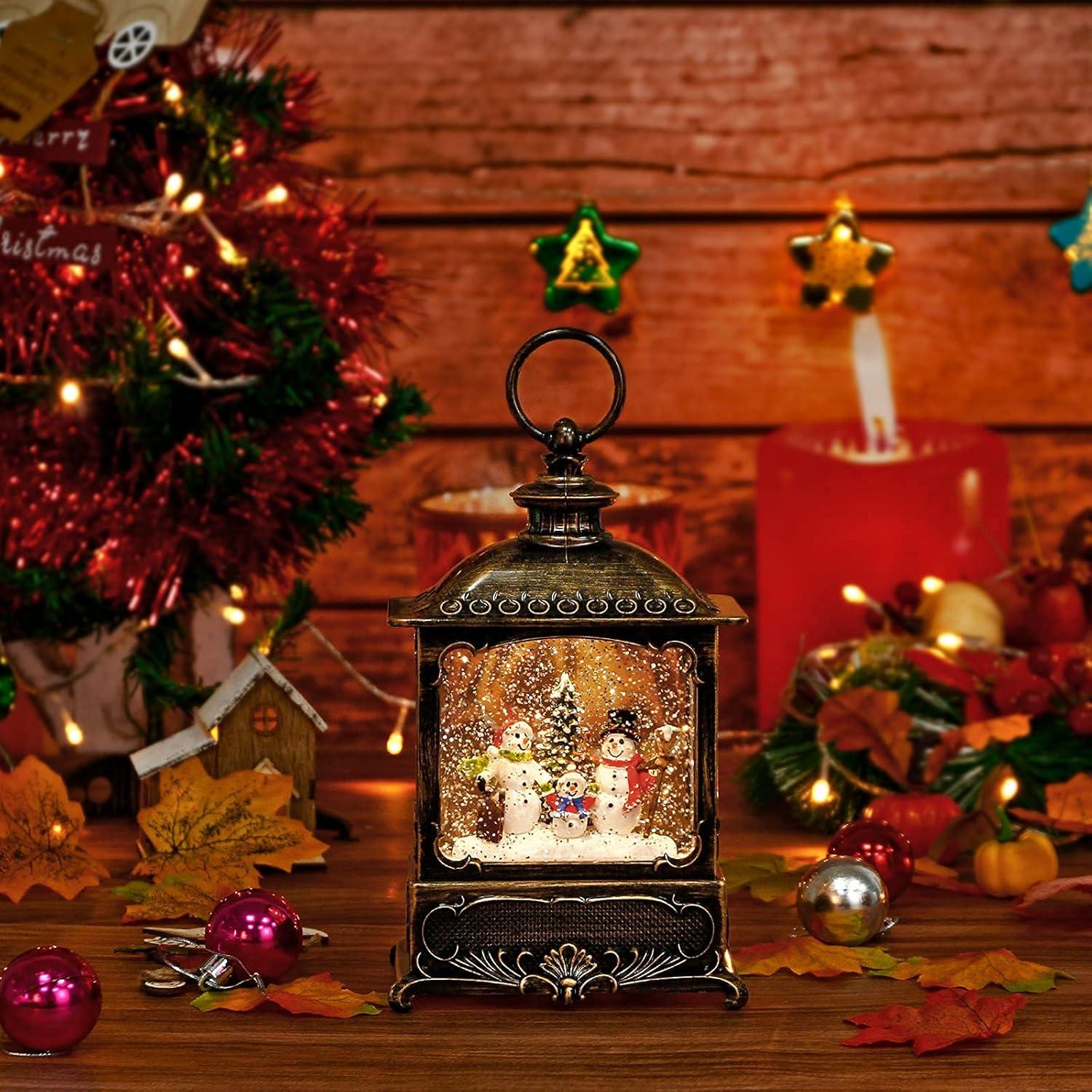 The Holiday Aisle® 2024 Christmas Decor Snow Globe Lantern - Glittering, Plug-in/3 AA Battery/USB Powered