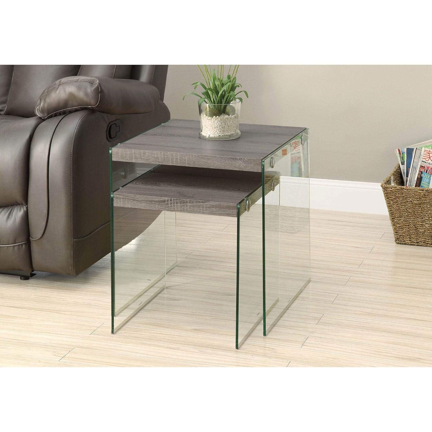 Monarch Specialties Nesting Table, Set Of 2, Side, End, Accent, Living Room, Bedroom, Brown Laminate