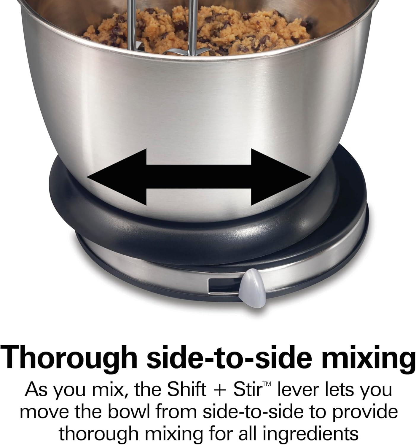 Hamilton Beach Classic Stand and Hand Mixer, 4 Quart Stainless Steel Bowl, 6 Speeds with Quick Burst, Black, 64651