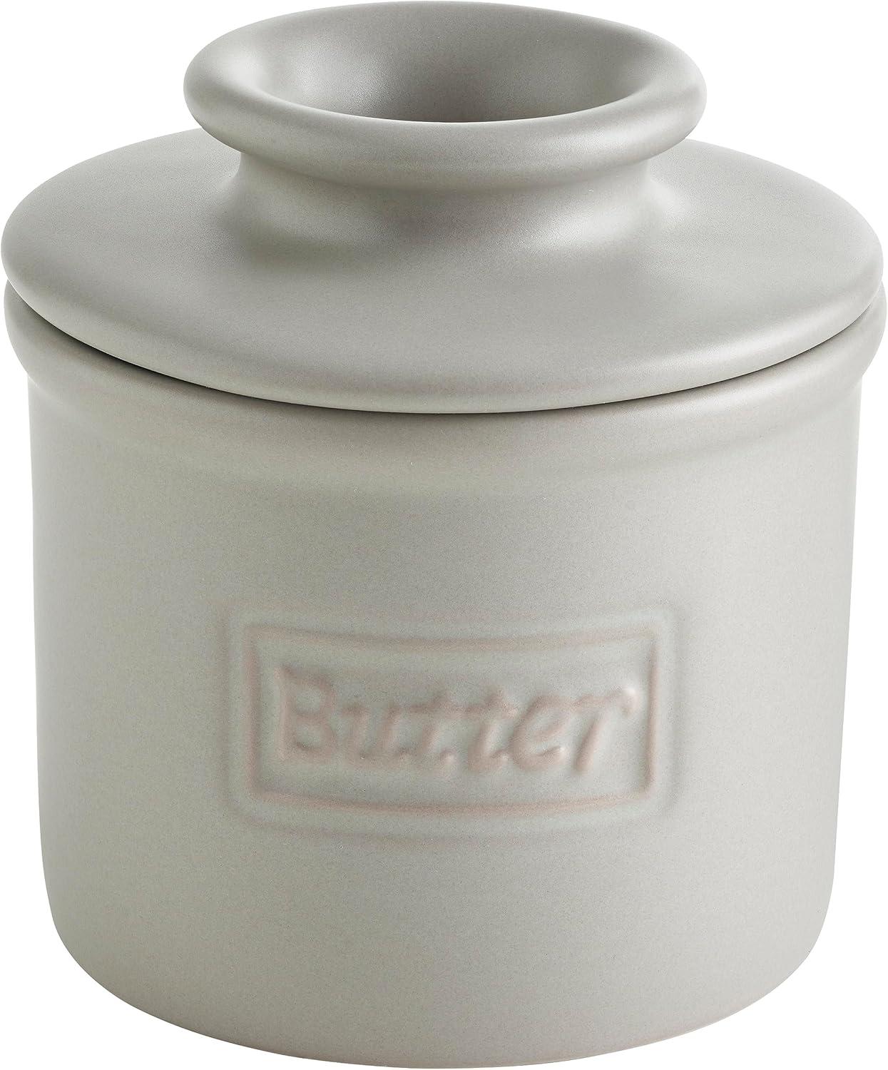 Butter Bell - The Original Butter Bell crock by L Tremain, a Countertop French Ceramic Butter Dish Keeper for Spreadable Butter, Café Matte Collection - Stone