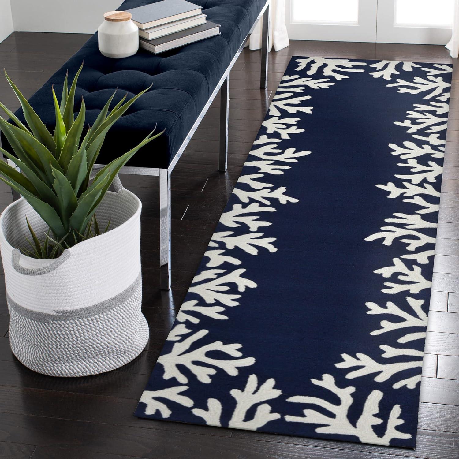 Liora Manne Capri Area Rug Navy Indoor Outdoor Weather Fade Resistant 6x9