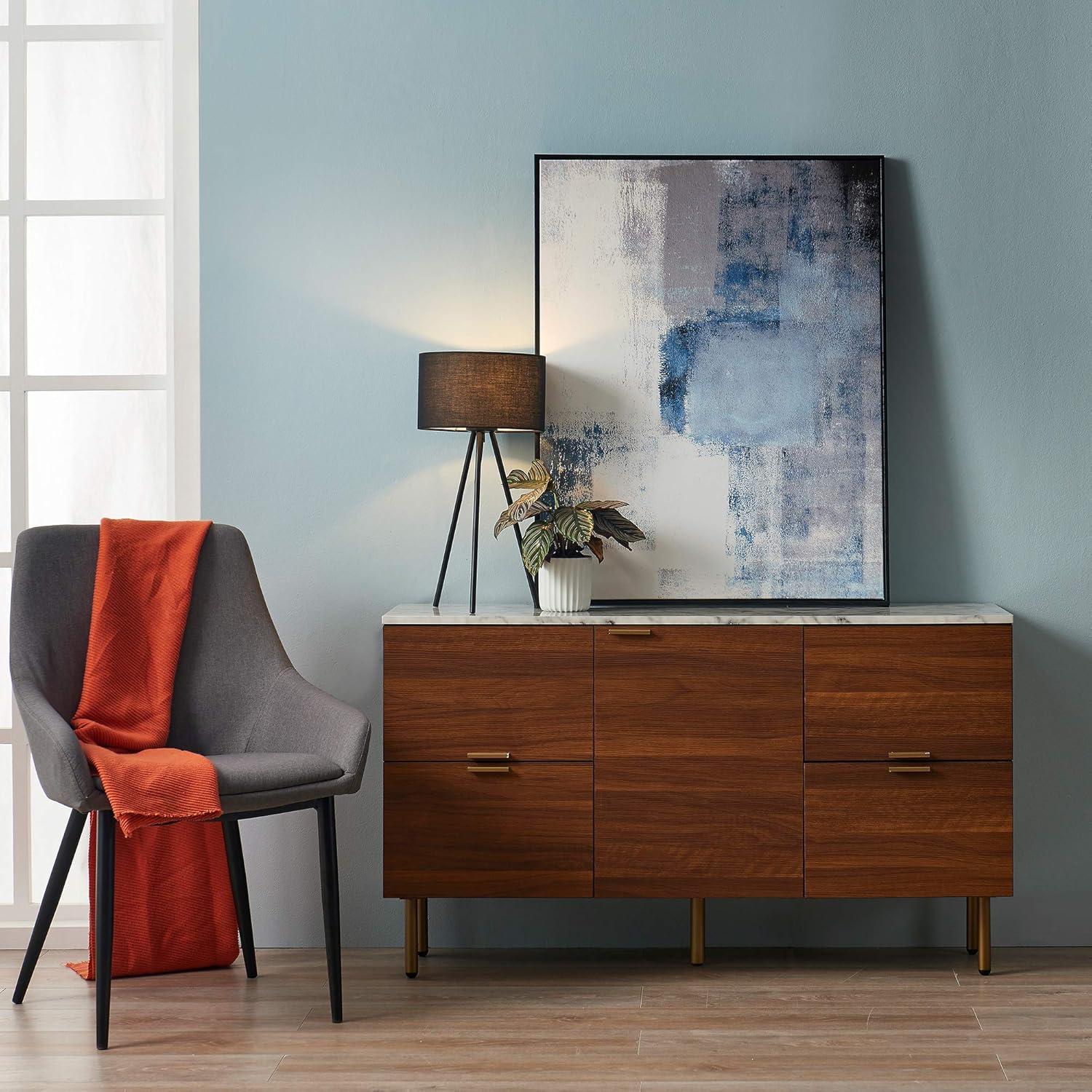 Wrought Studio™ Pinecone 48" Storage Cabinet Sideboard with Marble Effect