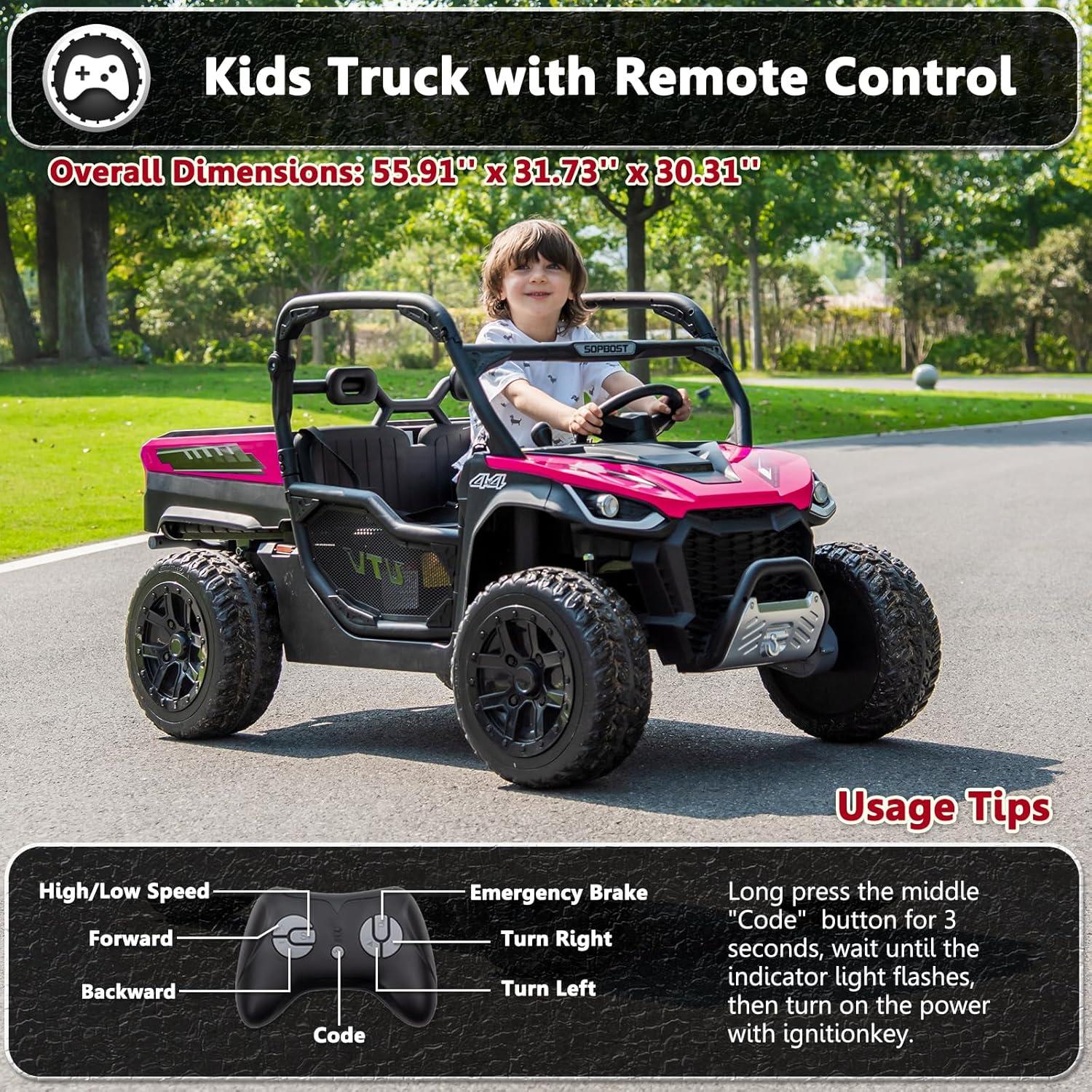 Himimi Delia Himimi 24 Voltage  Ride On Dump Truck, 2 Seater Kids UTV with Electric Dump Bed, Remote Control