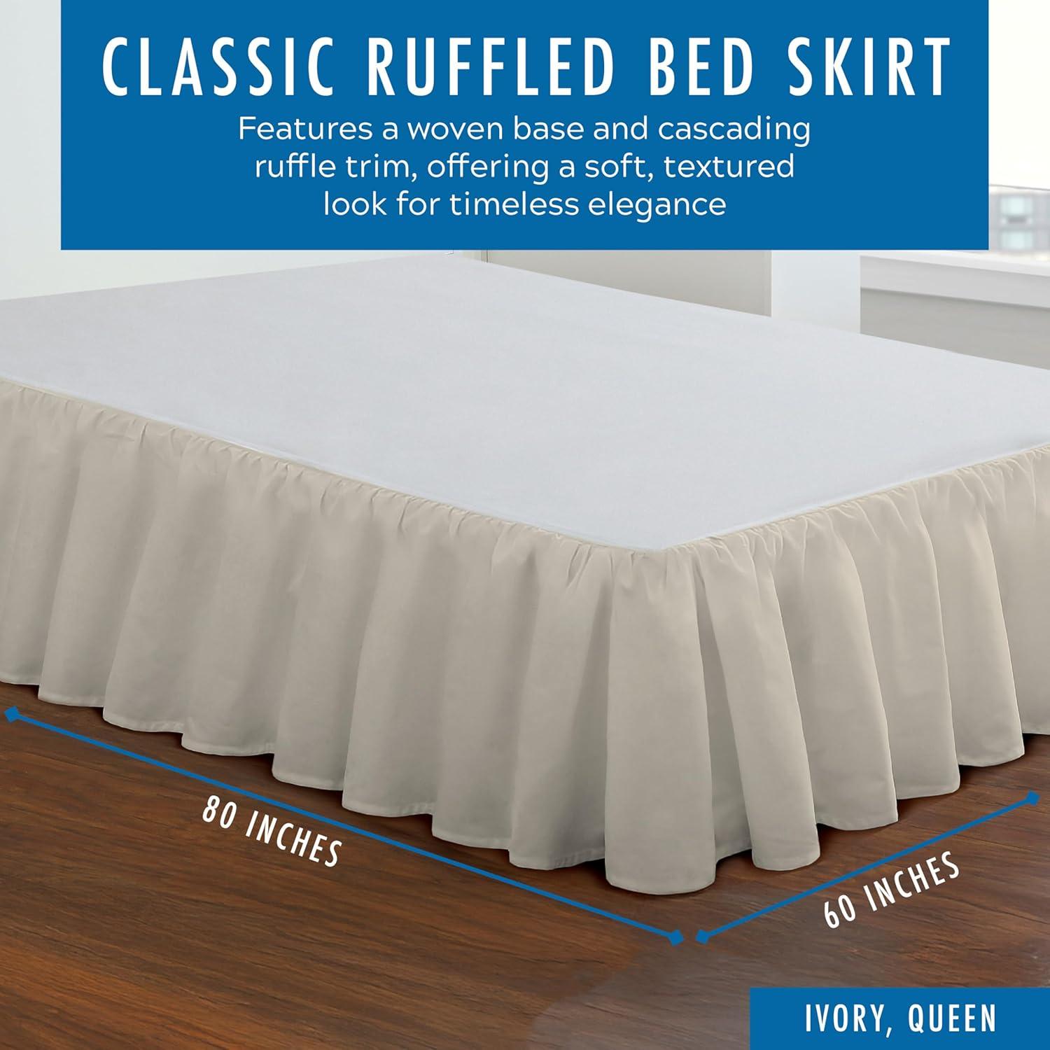 Fresh Ideas Fresh Ideas Ruffled Poplin Bed Skirt, 14" Drop Length
