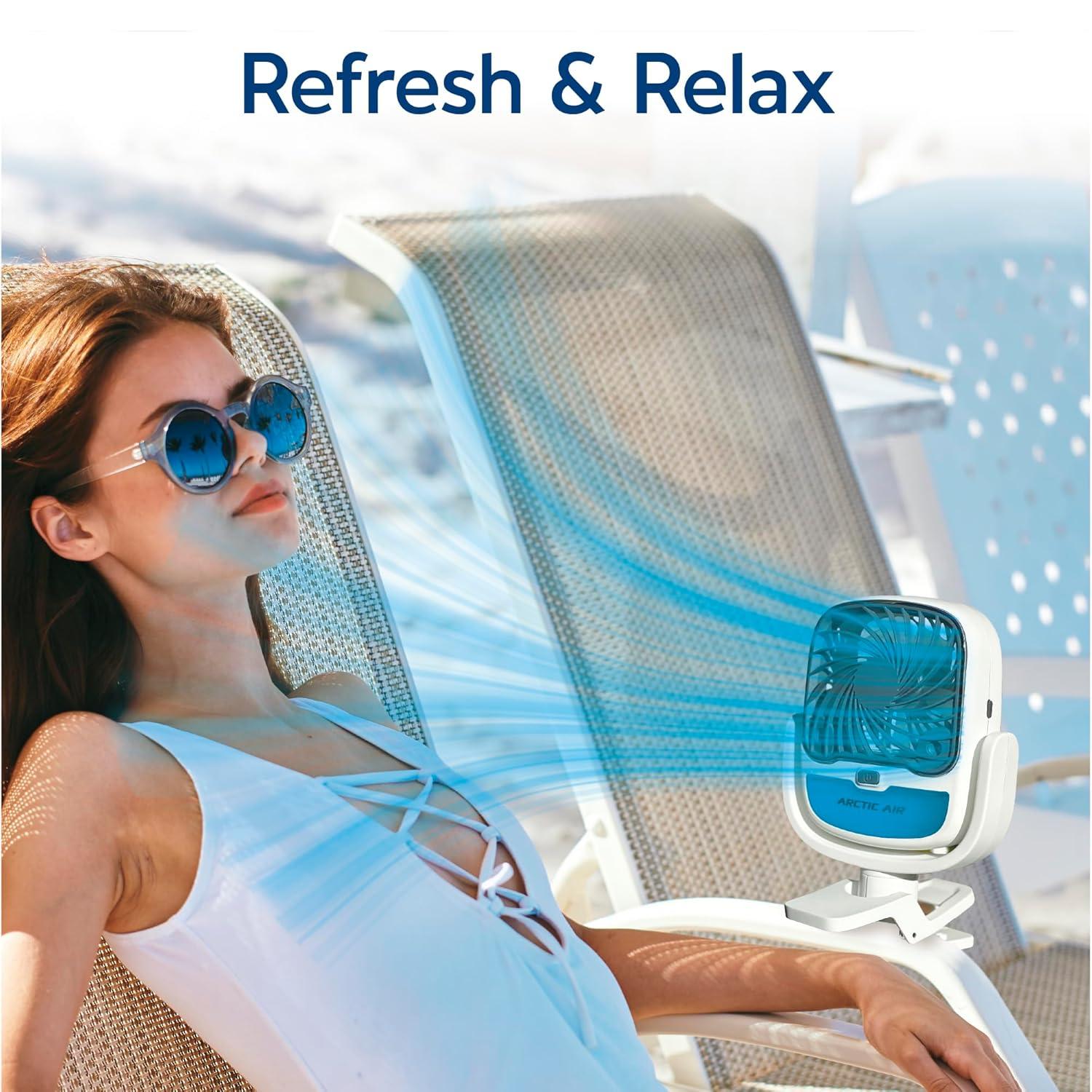 Arctic Air Grip Go Portable Evaporative Air Cooler, Rechargeable Cooling Fan, Clamp-on Space Cooler