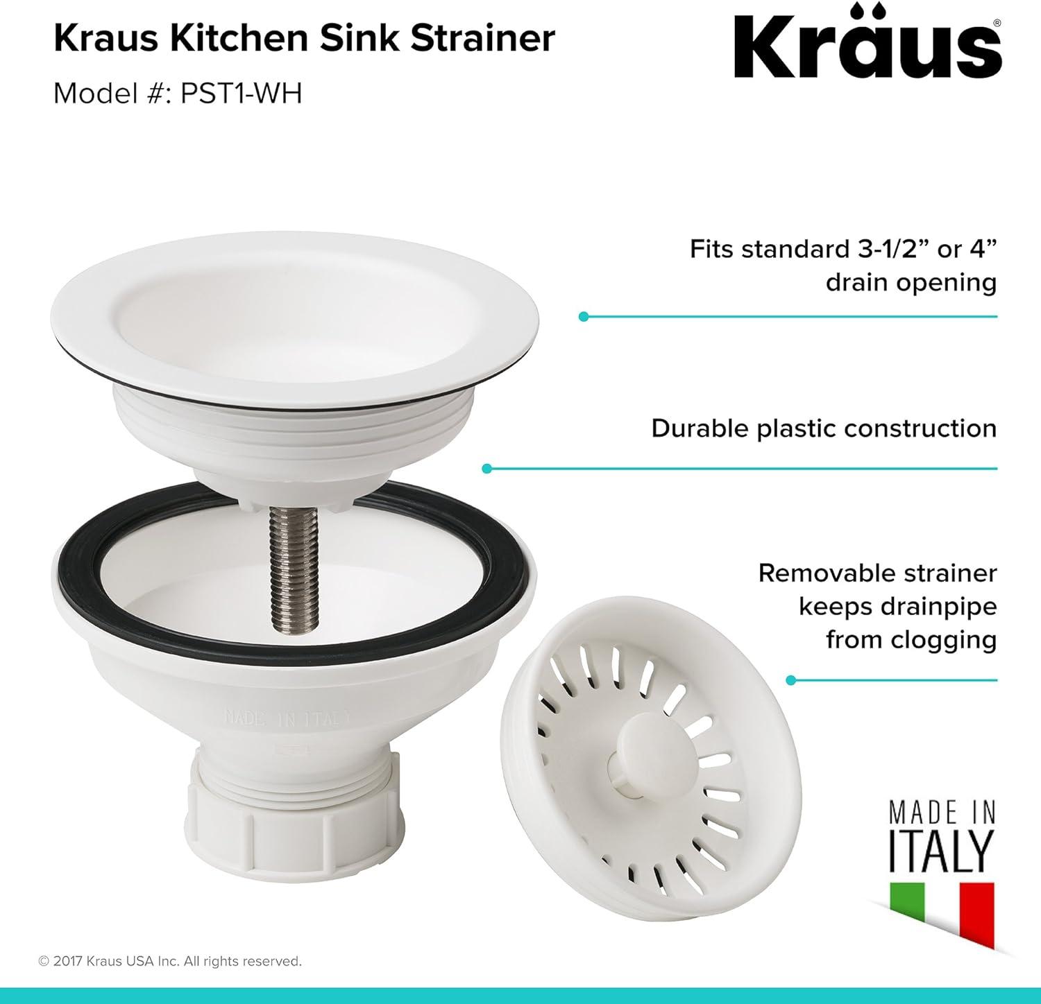 KRAUS Quarza™ 25" L Dual Mount Single Bowl Granite Kitchen Sink and Strainer