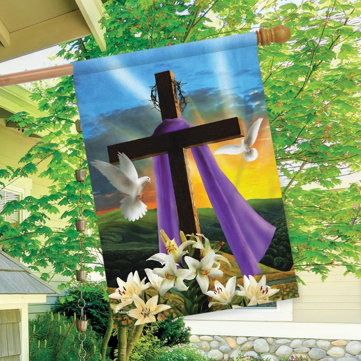 Briarwood Lane Easter Sunrise Religious House Flag Cross Doves Lilies 28" x 40"