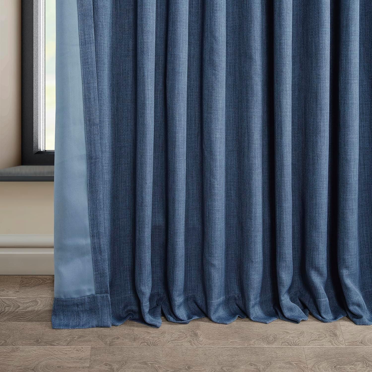 Ottis Textured Faux Linen Rod Pocket Room Darkening Curtains for Bedroom & Living Room Curtains - Single Panel Drapes