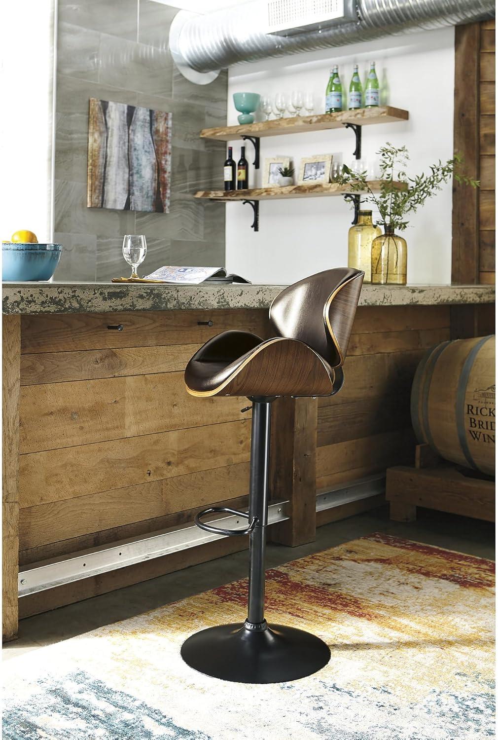 Signature Design by Ashley Contemporary Bellatier Adjustable Height Bar Stool  Brown