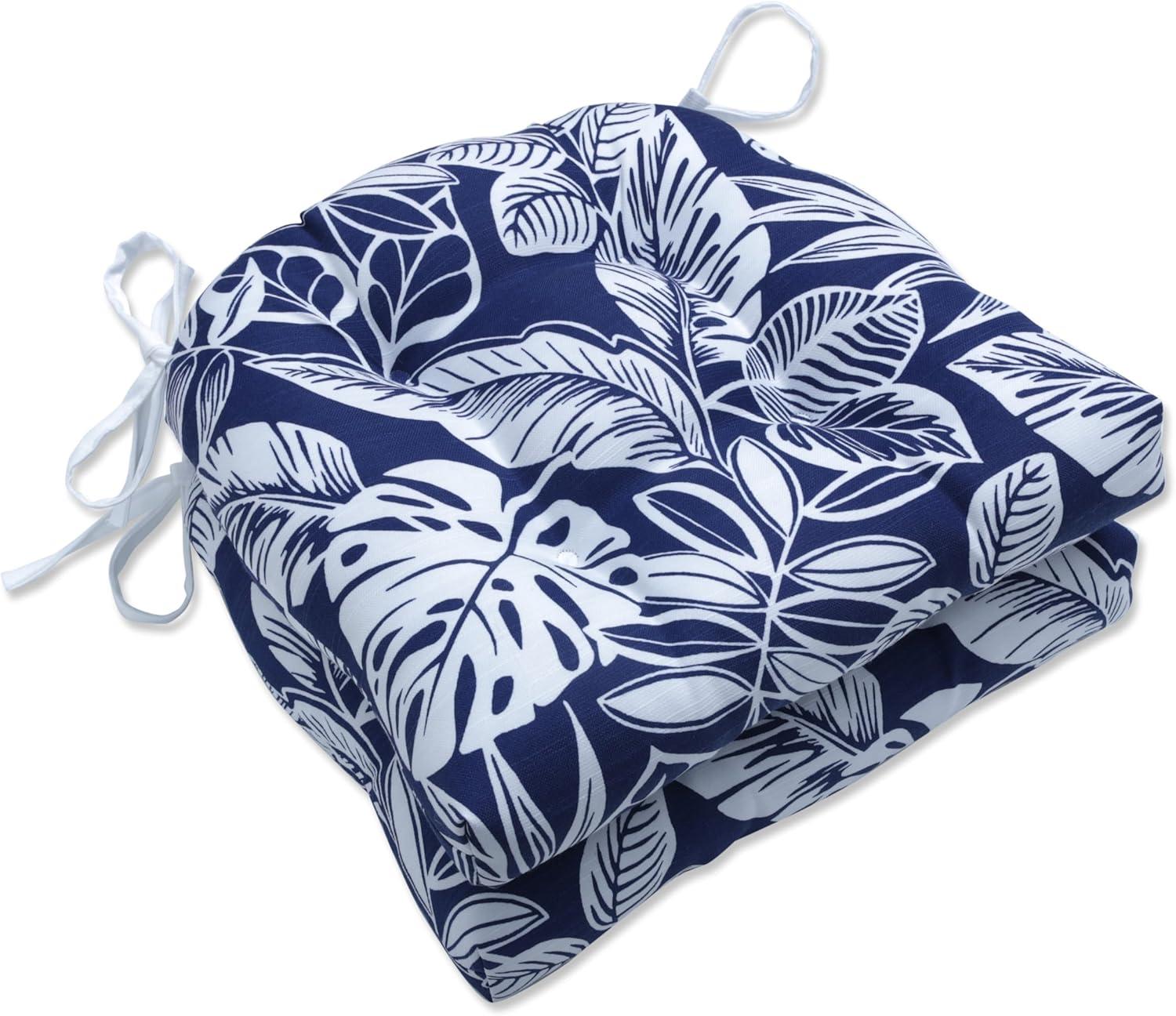 Pillow Perfect Delray Navy Large Chairpad (Set Of 2) - 17.5 X 16.5 X 4