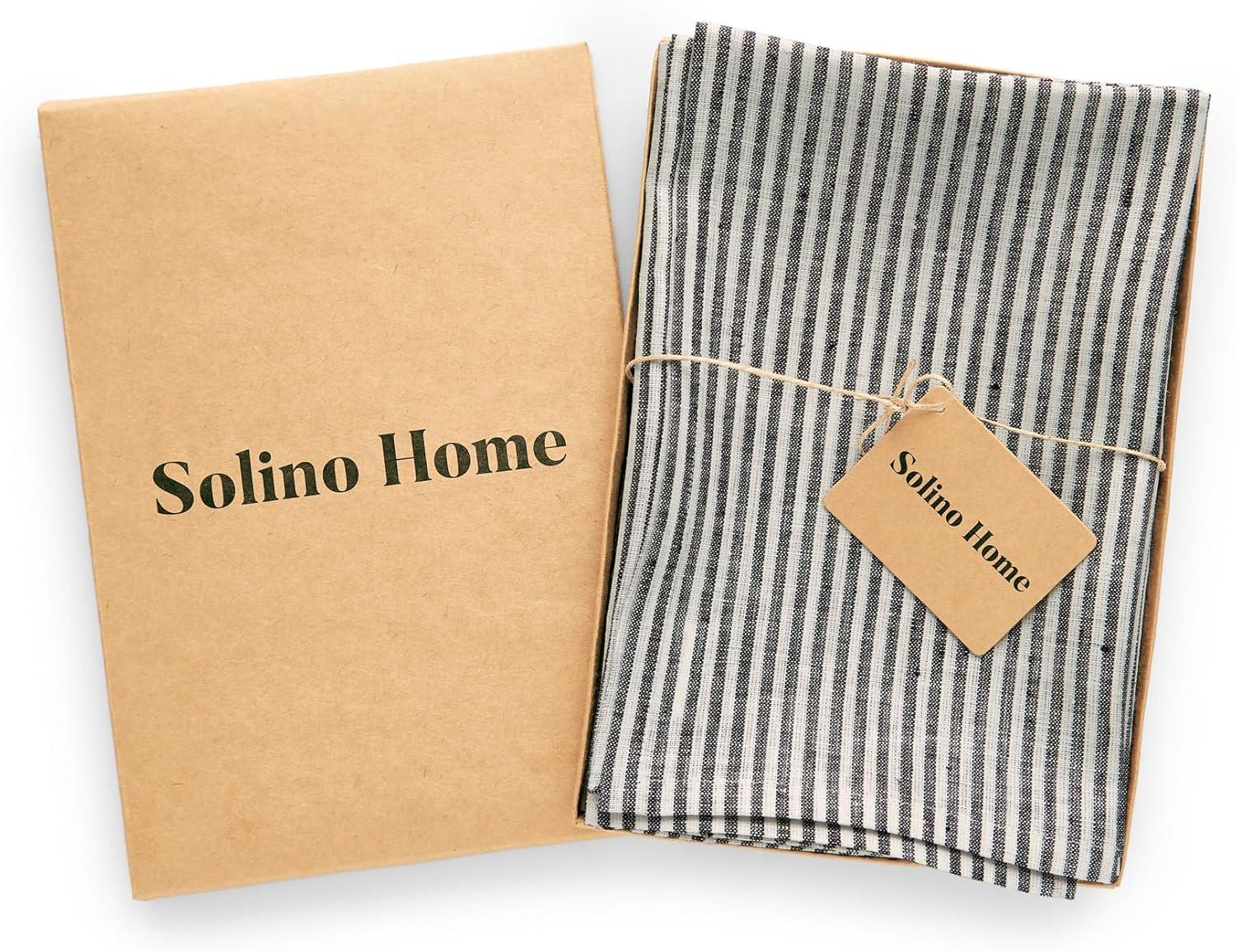 Solino Home Narrow Stripe - 100% Pure Linen Dinner Napkins (Set of 4)