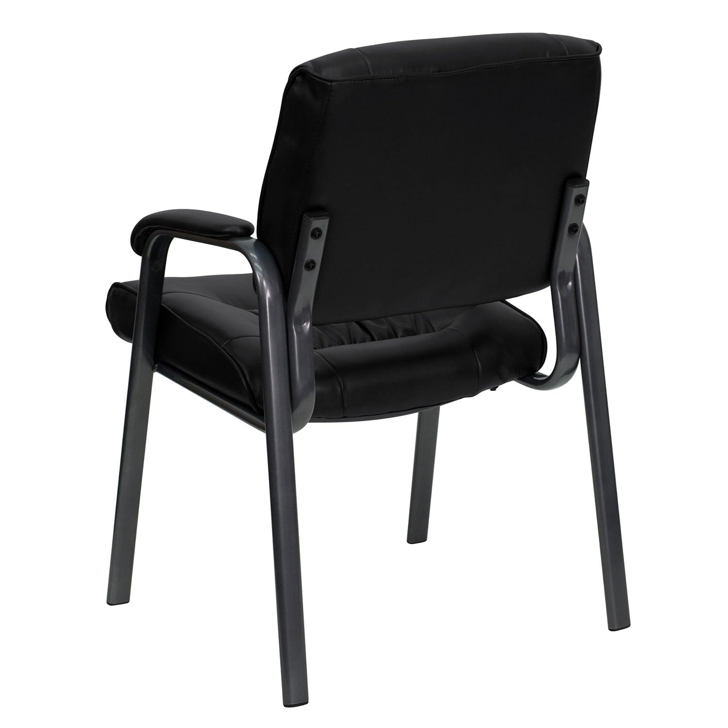 Emma and Oliver White LeatherSoft Executive Reception Chair with Black Metal Frame