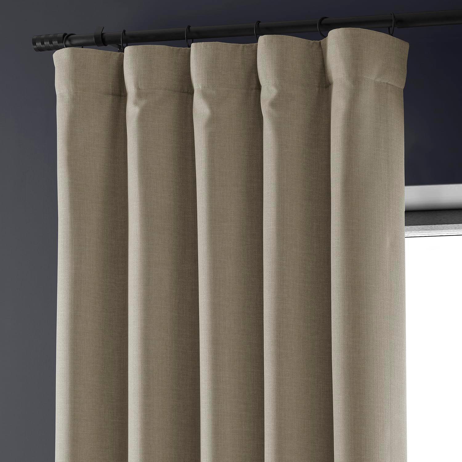 HPD HALF PRICE DRAPES Solid Thermal Insulated Blackout Curtains for Bedroom 84 Inches Long Curtain (1 Panel) Signature Blackout Linen Window Curtains for Living Room, 50W x 84L, Safari Tan