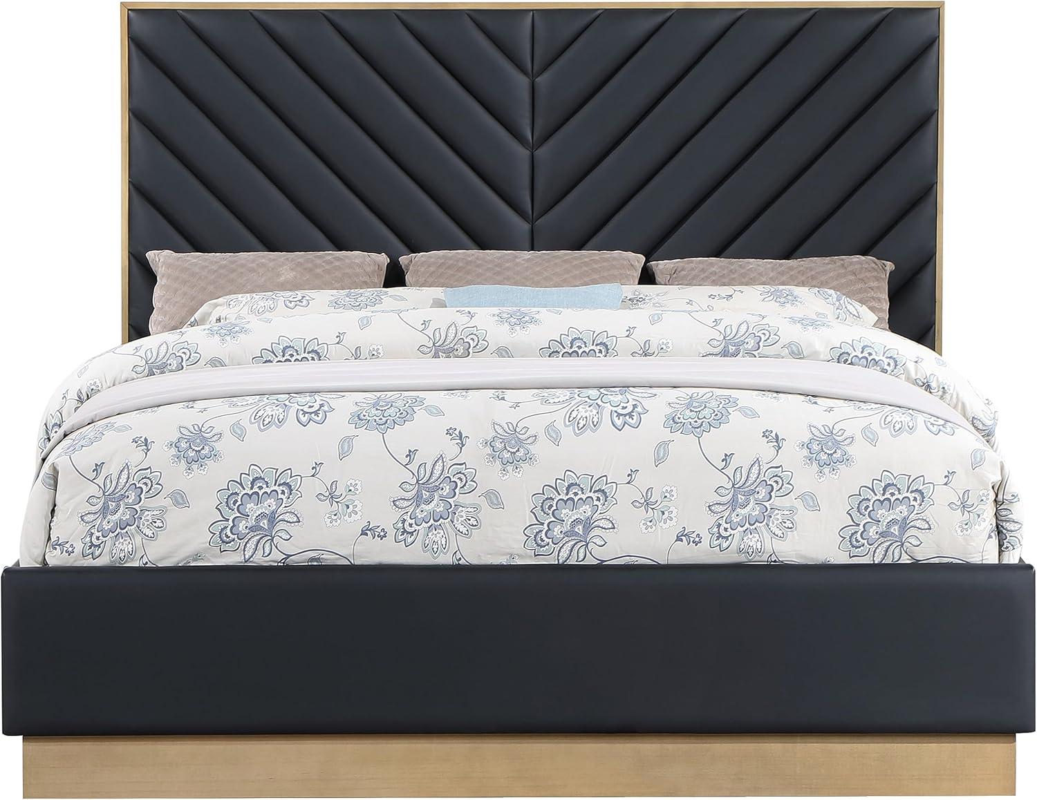 Meridian Furniture Casa Black Vegan Leather Queen Bed