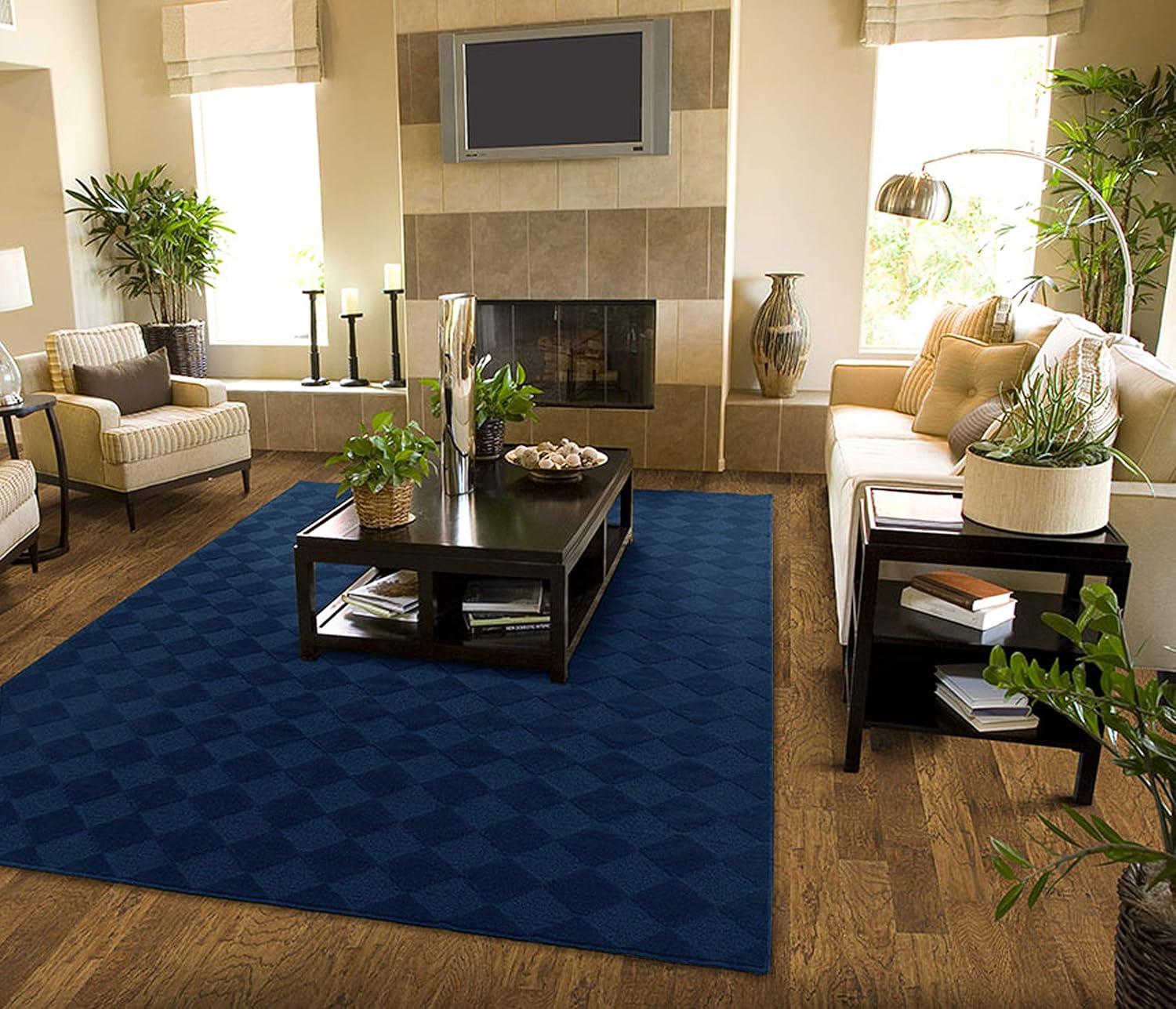 Garland Rug Diamond 9 ft. x 12 ft. Area Rug Navy