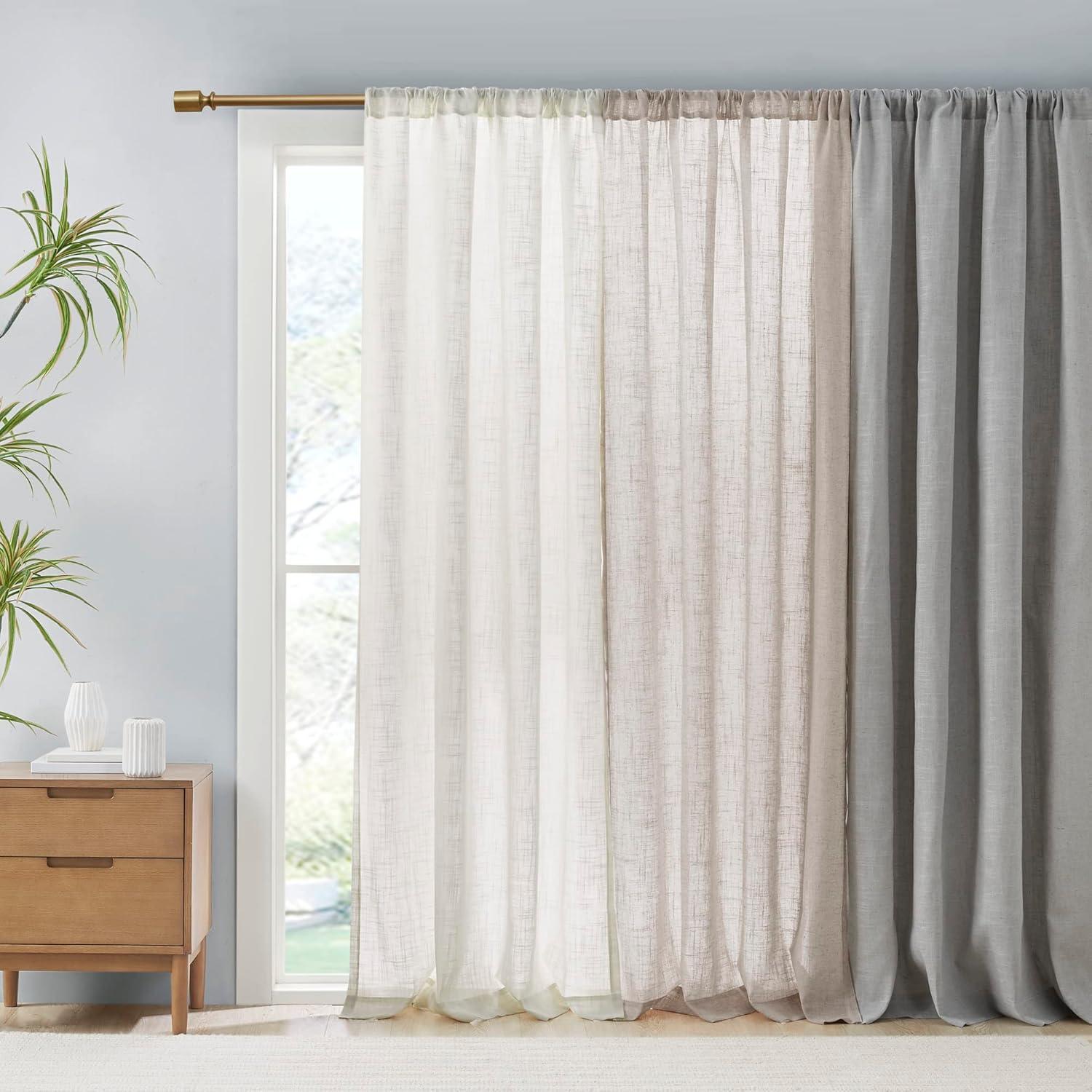 Madison Park Kyler White Linen Blend Light Filtering Curtain Panel Pair 52x84" (Set of 2)
