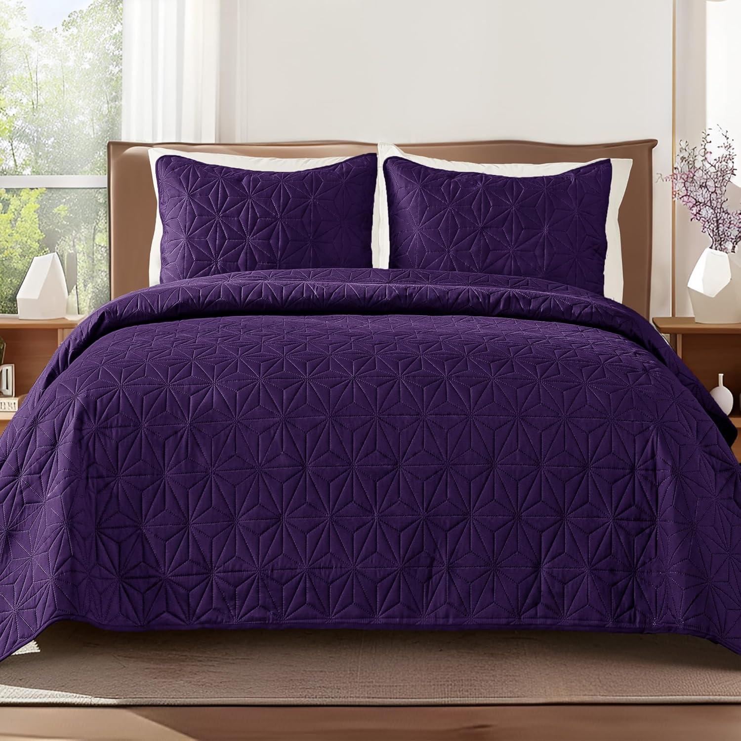 3-Piece King Size Quilt Set Purple - 3 Piece - King