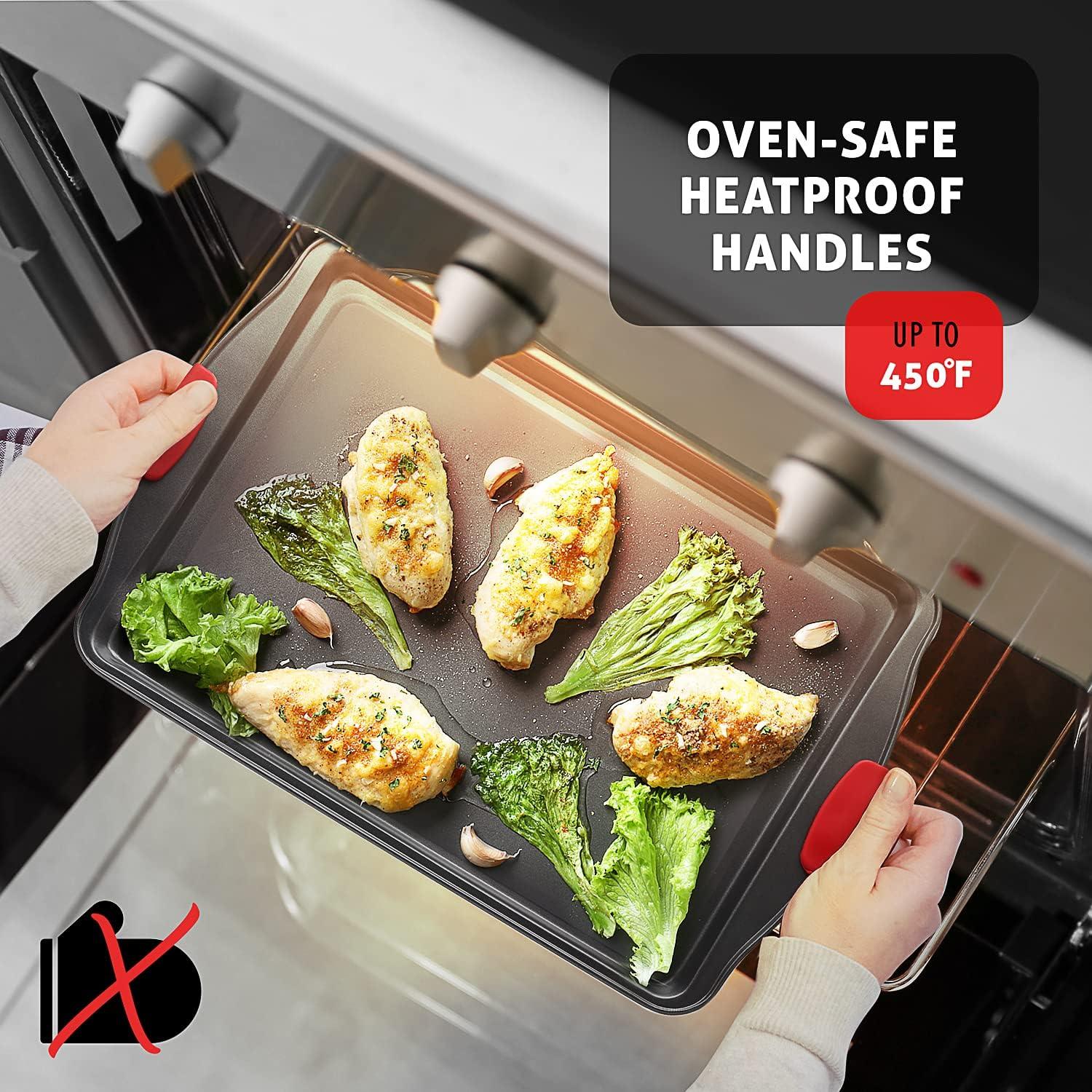 JoyTable Premium Nonstick Bakeware Set, Baking Pan Set with Silicone Handles for Oven