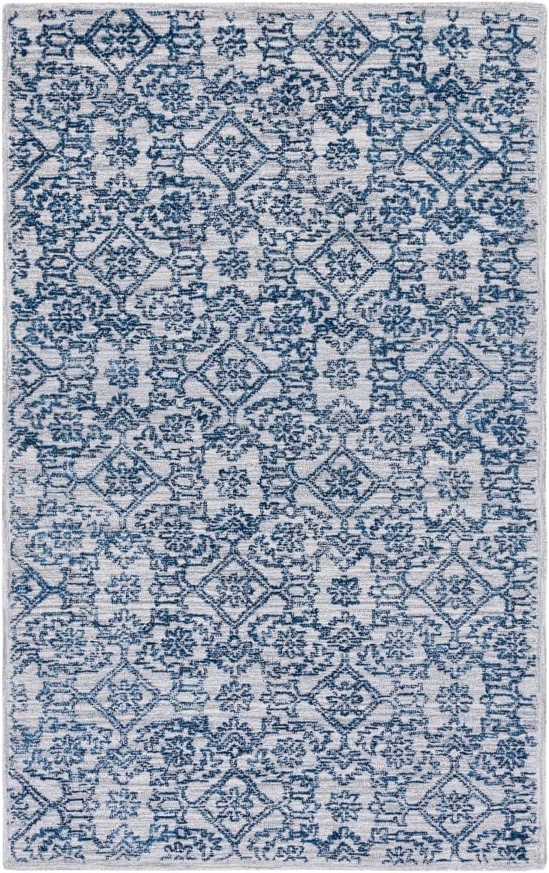 Blue Hand-Tufted Wool 6' x 9' Rectangular Area Rug