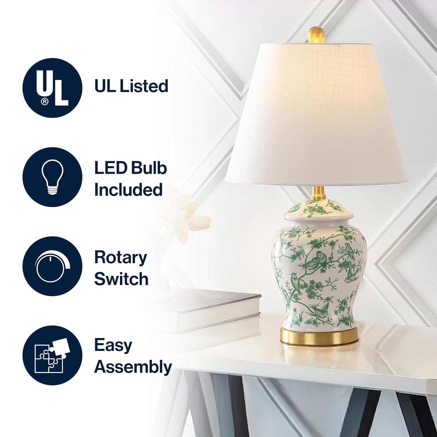 JONATHAN Y JYL3005B Penelope 22" Chinoiserie Classic LED Table Lamp Cottage Traditional Bedside Desk Nightstand for Bedroom Living Room Office College Bookcase LED Bulb Included, Green/White