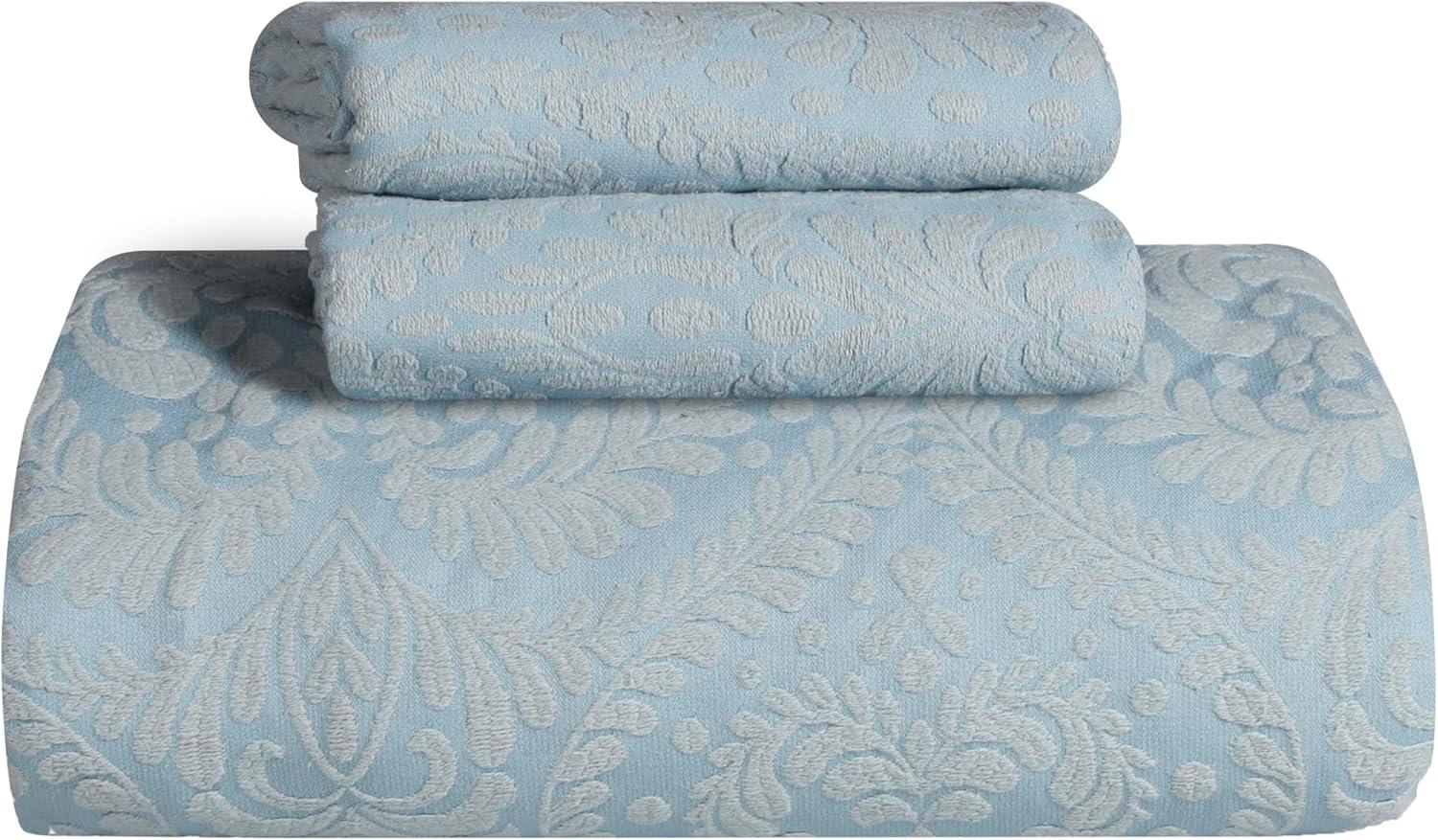 Superior 2 Piece Aspen Cotton Blend Light Blue Bedspread Set, Twin