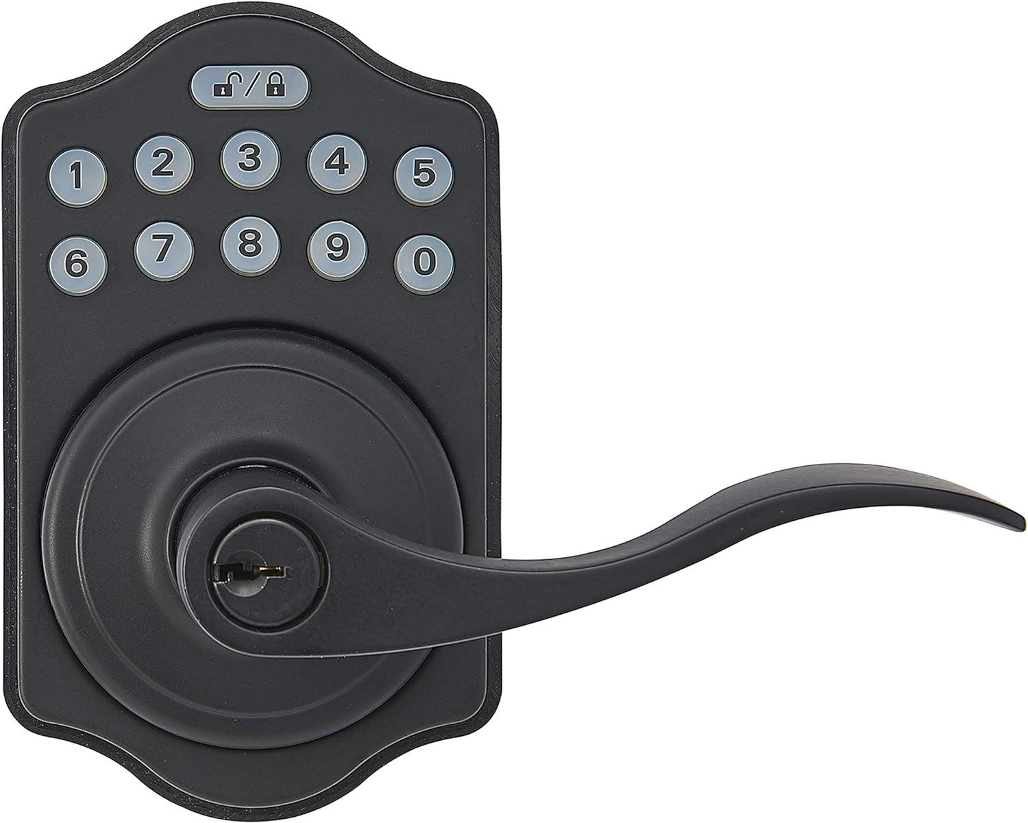 Matte Black Electronic Keypad Entry Lever Door Lock