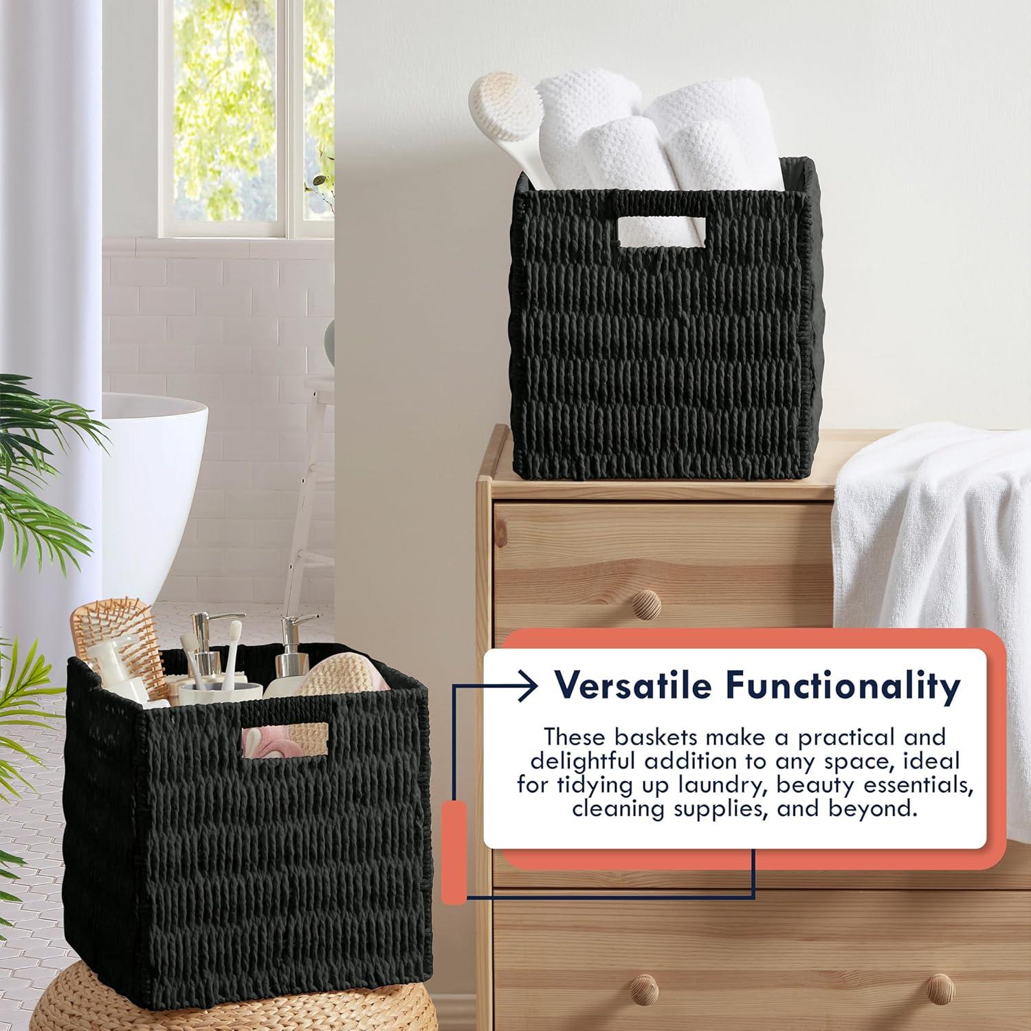 Latitude Run® 2 Pack Wicker Paper Storage Basket Cube Bin (Set of 2)