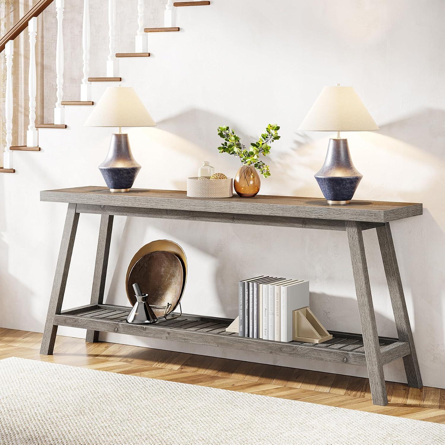 Farmhouse 70.9 Inches Console Entryway Table Grey