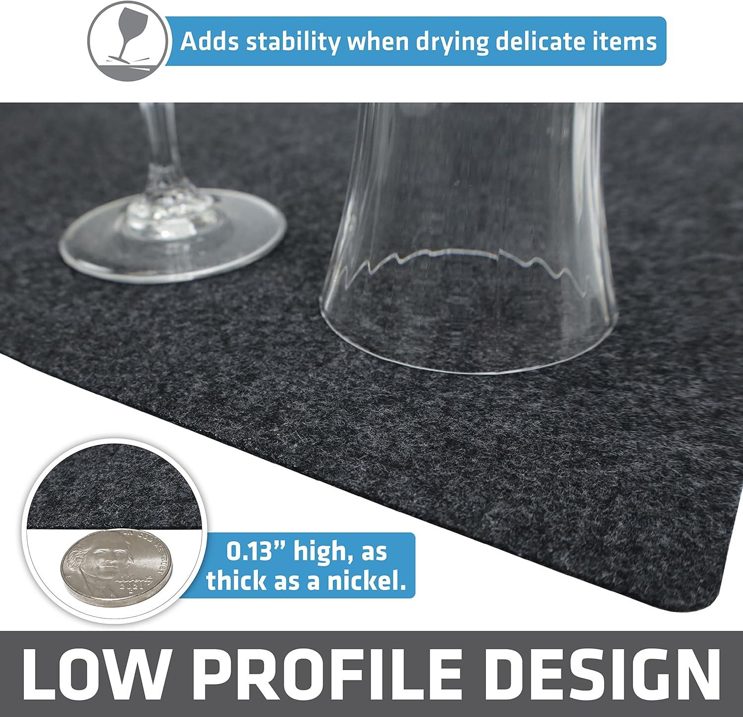 Drymate Low-Profile Dish Drying Mat, Drip Pad For Kitchen Counter - Thin/Absorbent/Waterproof/Easy To Clean