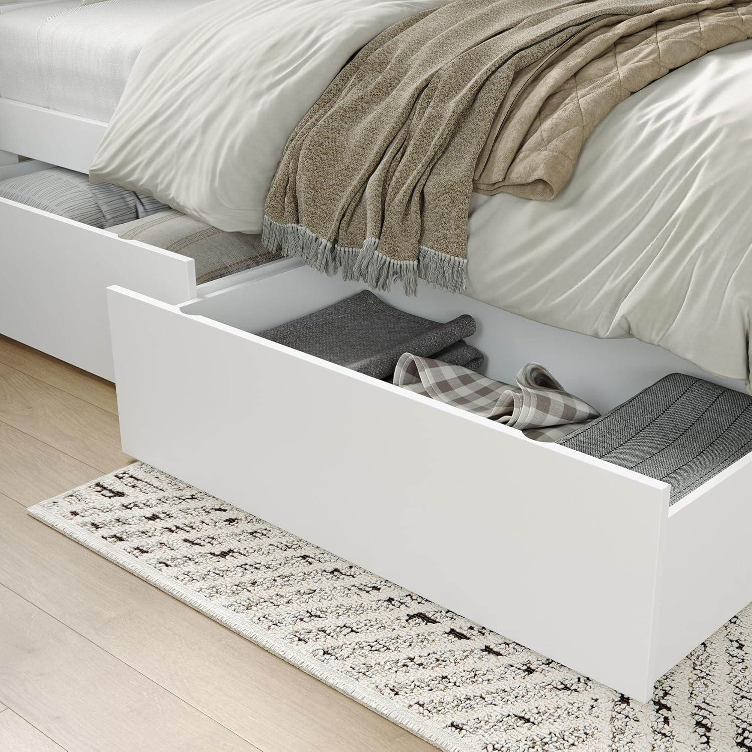 AFI Canyon White Solid Wood Platform Bed with Matching Footboard & Storage Drawers, King