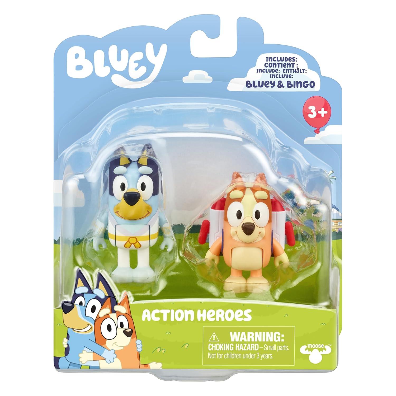 Bluey Action Heroes 2.5 inch Bluey and Bingo Figures, Ages 3+