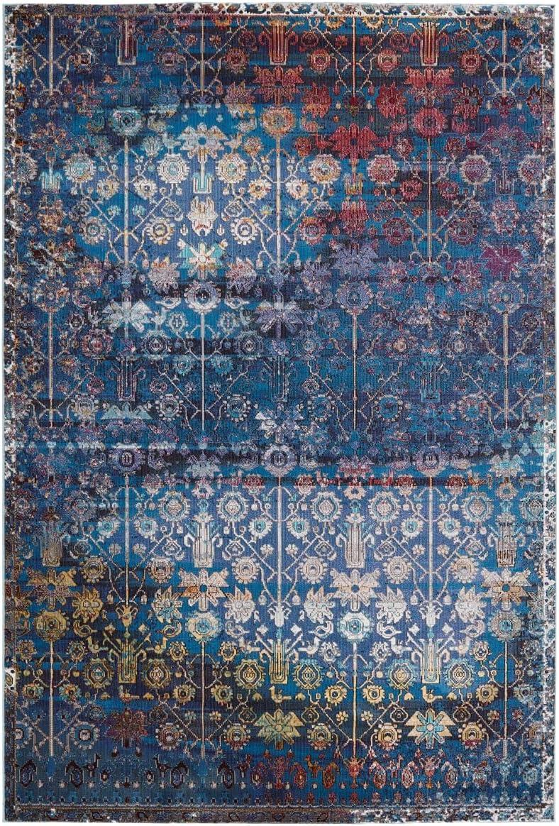 Izar Blue and Multicolor Synthetic 8' x 10' Area Rug