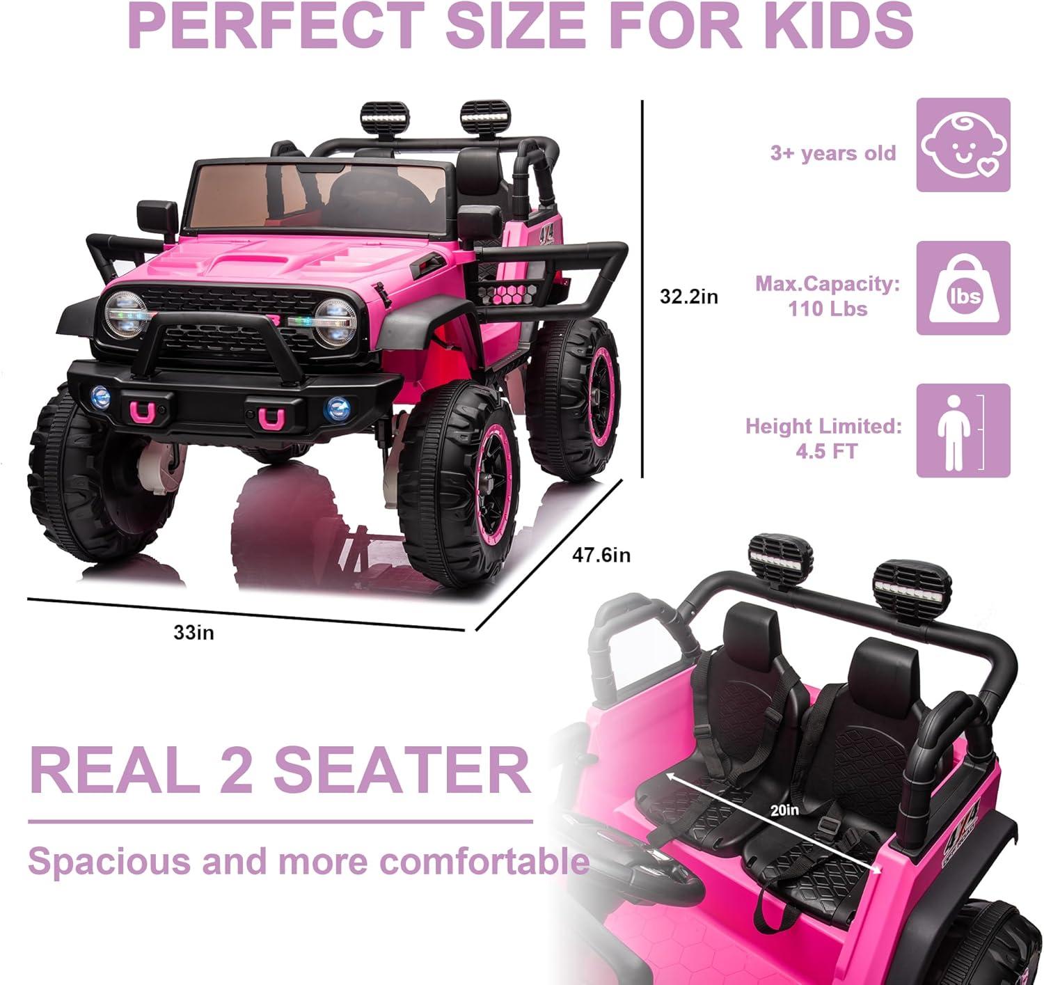 24V Pink 2-Seater Kids Ride-On SUV with Remote Control