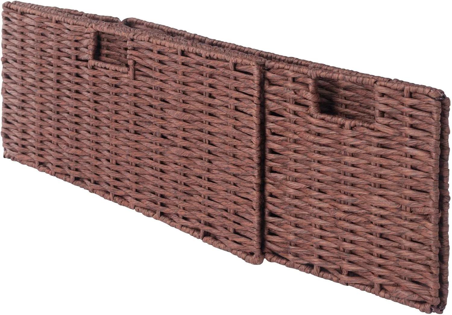 3pc Tessa Woven Rope 2 Small and 1 Large Basket Set Walnut - Winsome: Rectangular Storage Organizer, Spot Clean