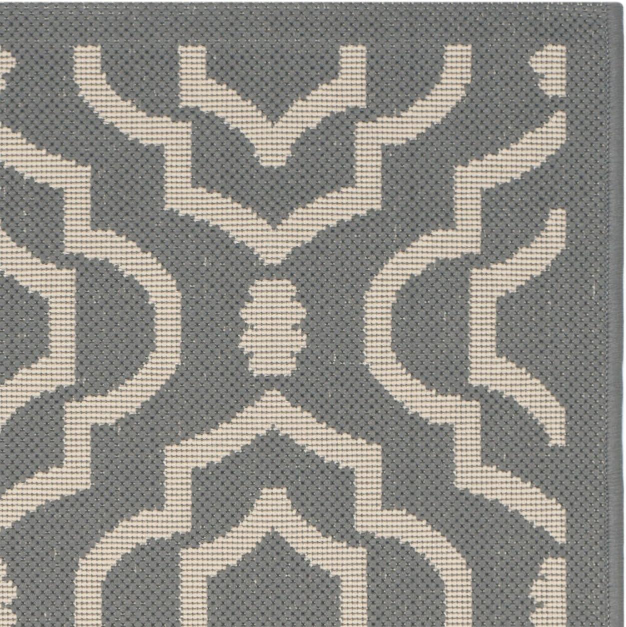 Safavieh Courtyard Alexa Geometric Indoor/Outdoor Area Rug, 4' x 5'7", Anthracite/Beige