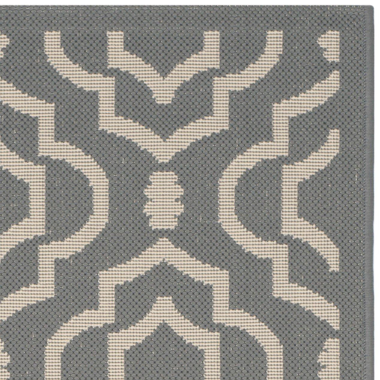 Safavieh Courtyard Alexa Geometric Indoor/Outdoor Area Rug, 4' x 5'7", Anthracite/Beige