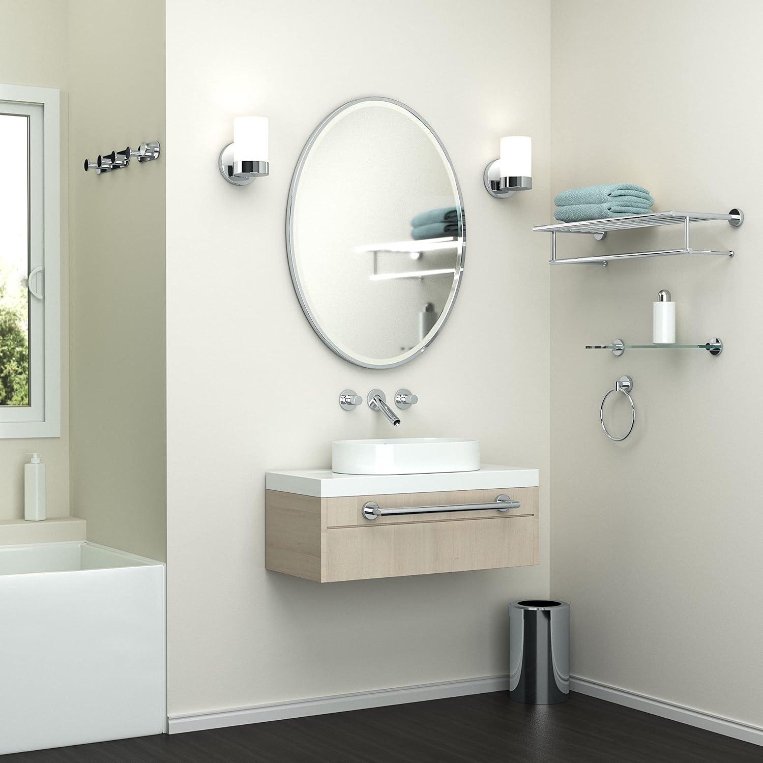 Flush Mount Framed Bathroom Vanity Mirror | Oval Framed Wall Mirror with Beveled Edge | Decorative Wall Mirror for Bathroom, Bedroom, Hallway, Entryway