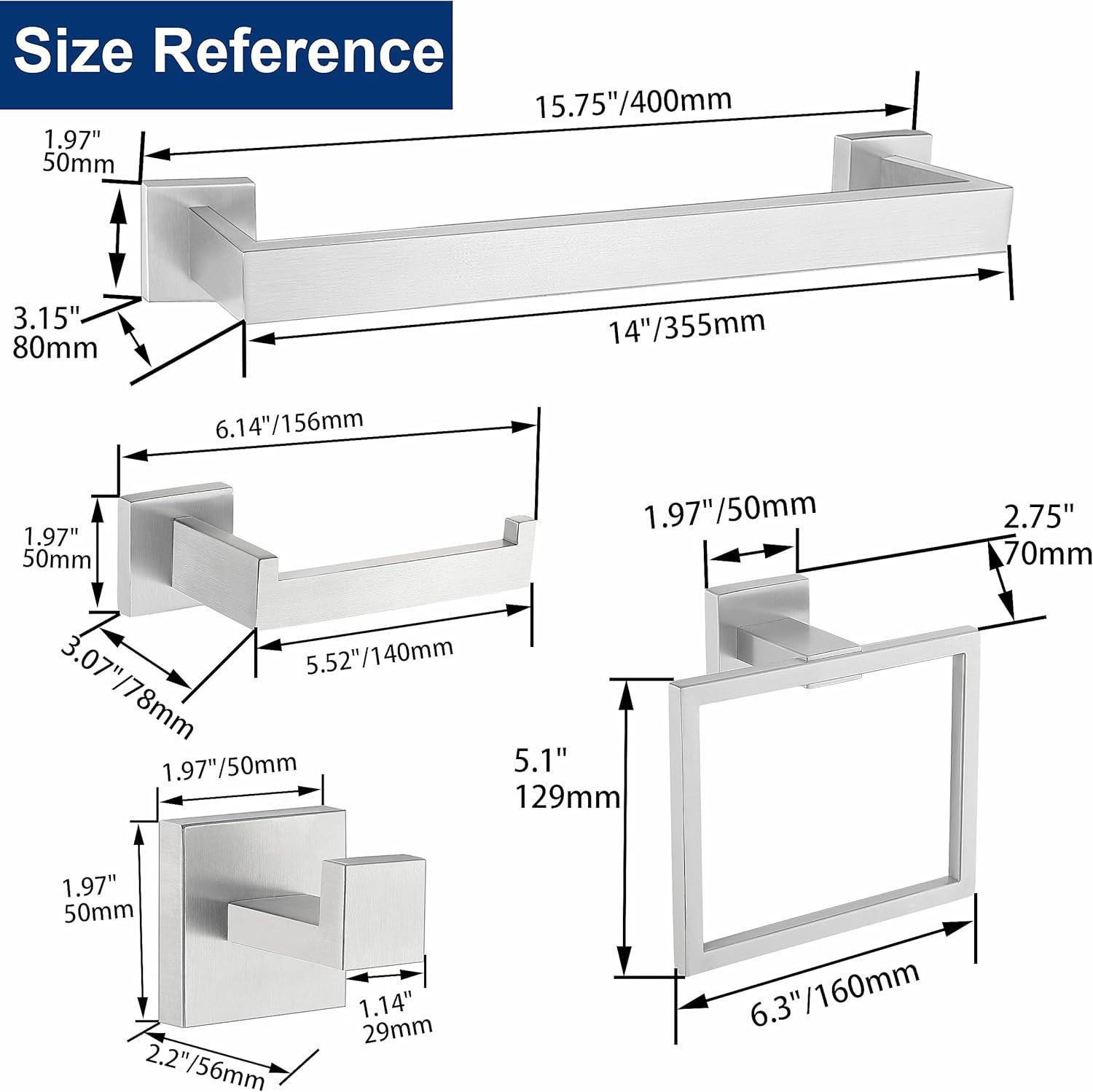 5-Pieces Bathroom Hardware Accessories Set,Towel Racks for Bathroom Wall Mounted.