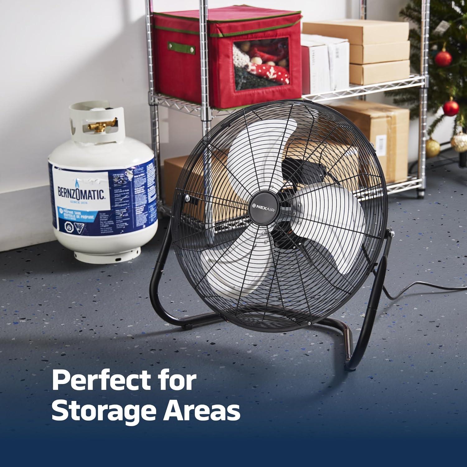 3-Speed 12 In High-Velocity Heavy Duty Metal Industrial Floor Fan, 1650 CFM Powerful cooling fan for office, Commercial, Residential, and Greenhouse Use, with 180° Adjustable Vertical Tilt