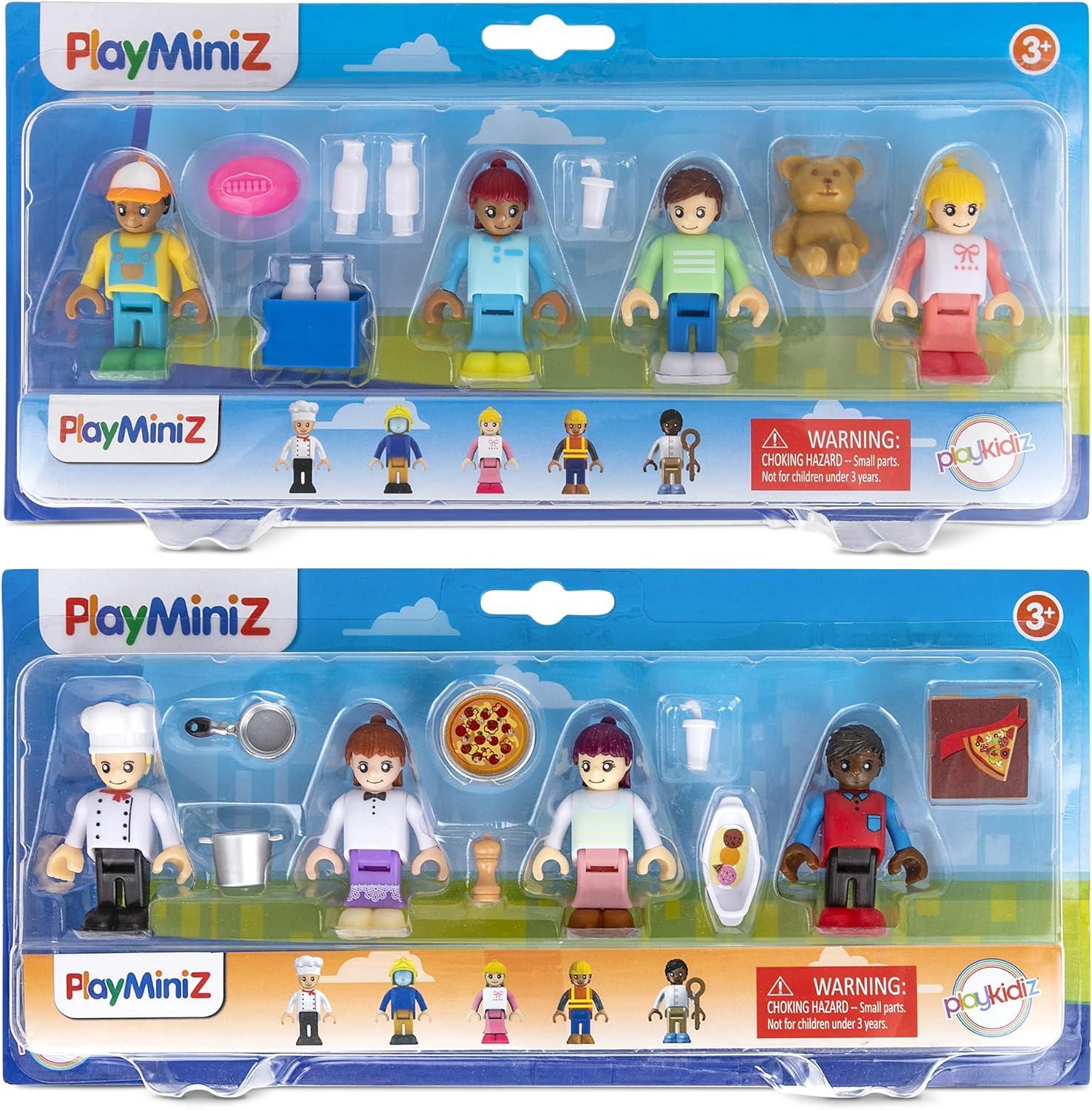 Playkidiz 8 Toy Figures & Playsets, 2 Inch Play Peoples Set.