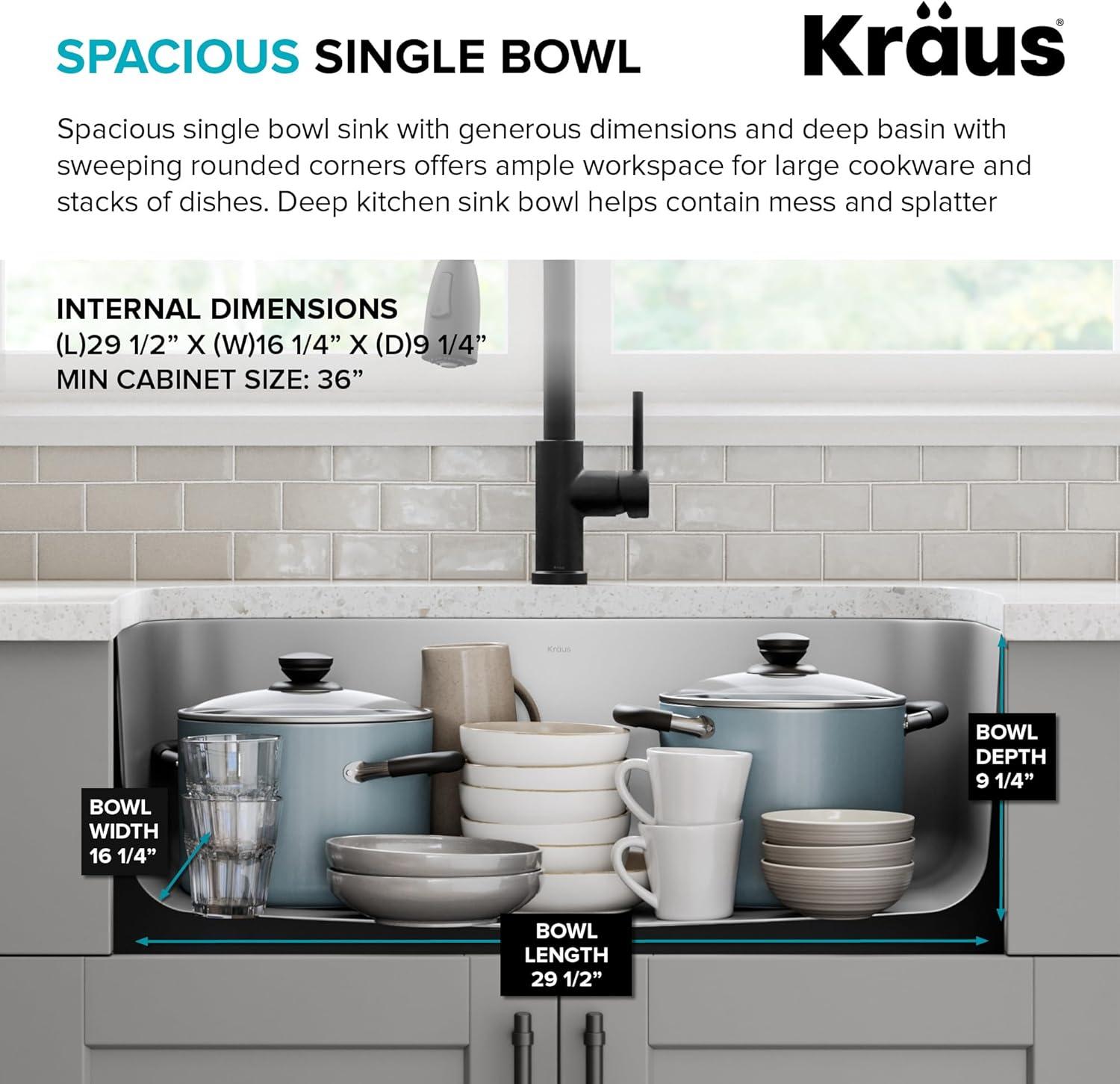 KRAUS Premier Undermount Single Bowl 18-Gauge Stainless Steel Kitchen Sink