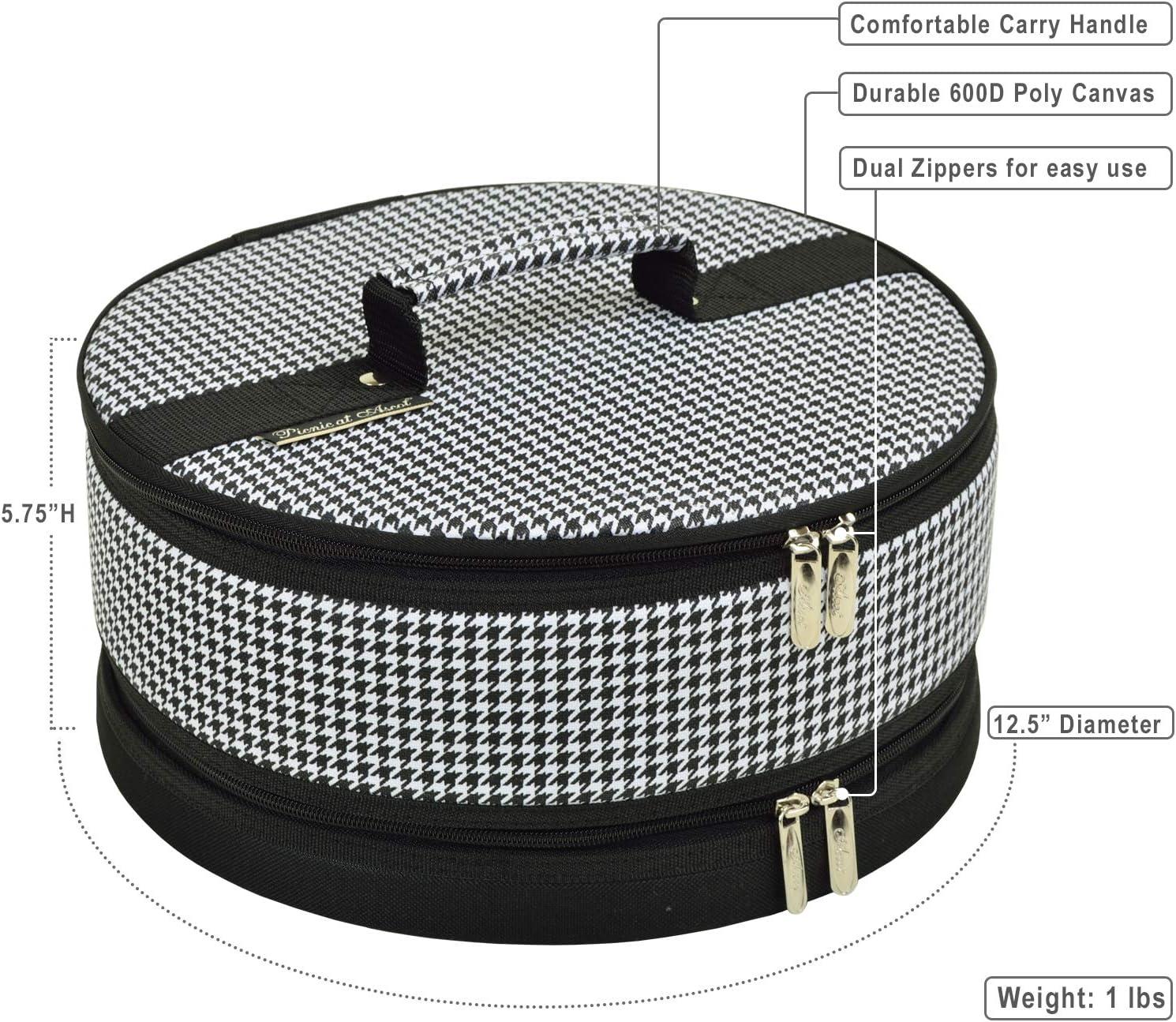 Picnic at Ascot Pie and Cake Carrier 12" Diameter - Houndstooth