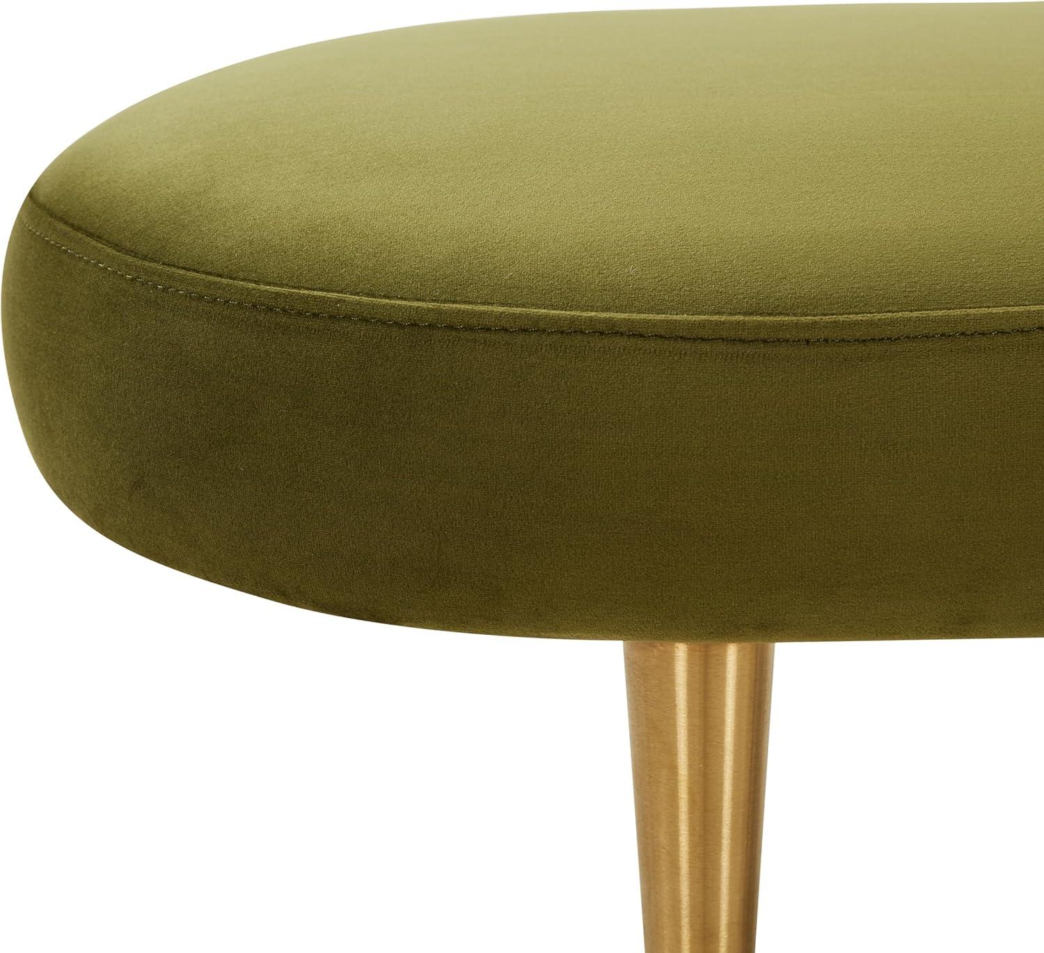 SAFAVIEH Couture Corinne Oval Solid Velvet Contemporary Bench, Olive Green