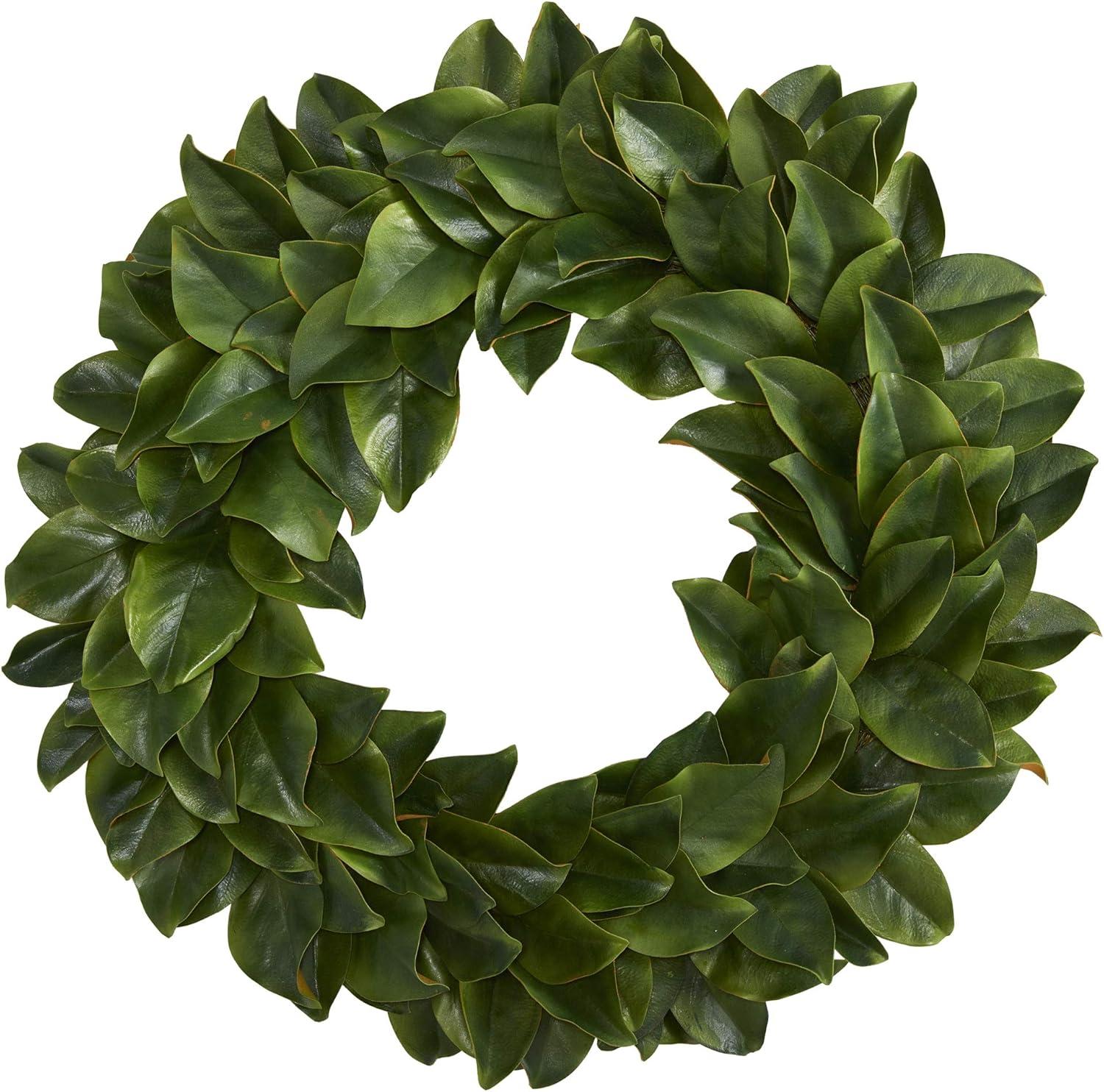 Nearly Natural 24'' Green Magnolia Artificial Wreath